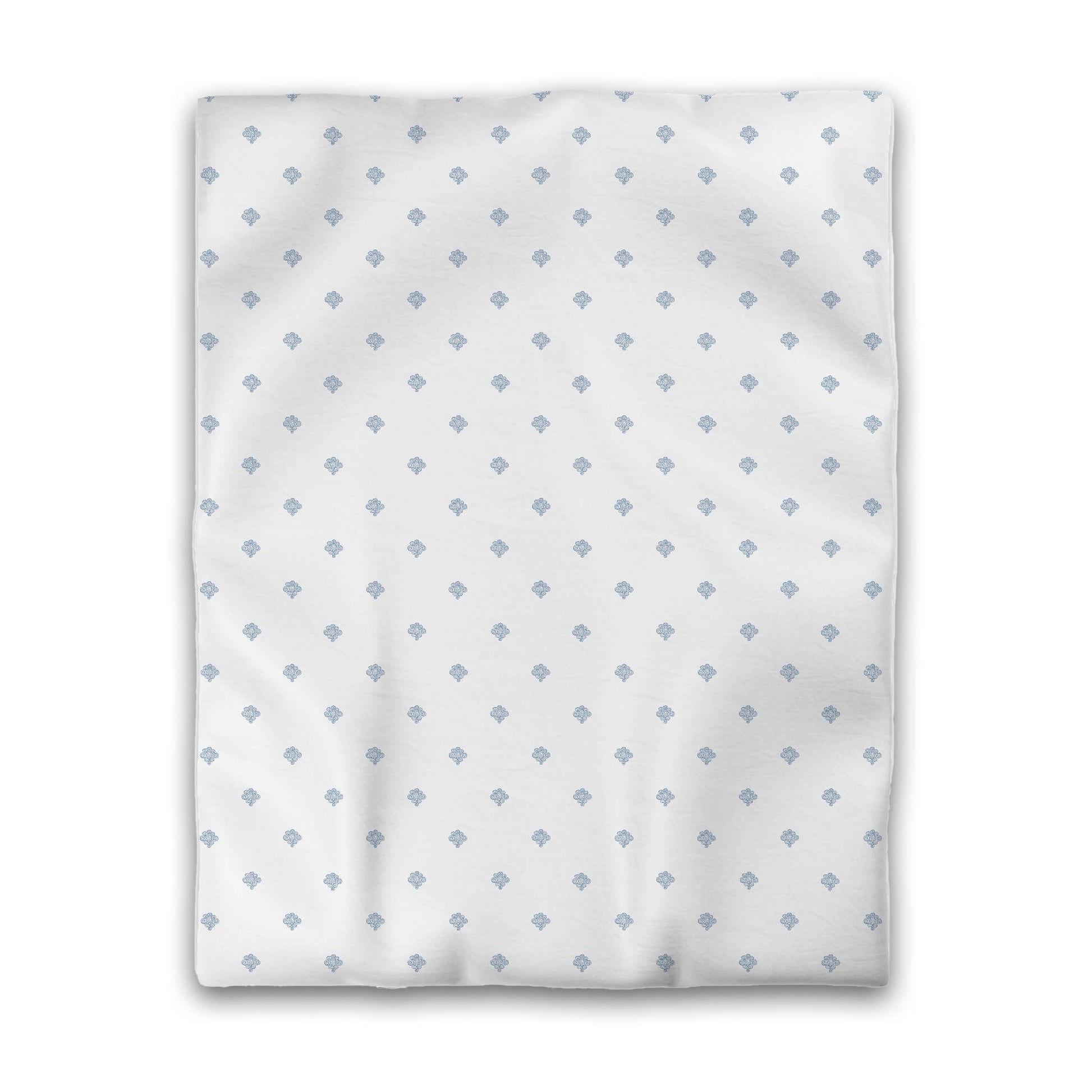 White Microfiber Duvet Cover, Blue Hand-painted Swizzle Motif Print, Twin (width x length) 68 x 88 inches / 173 x 224 cm
