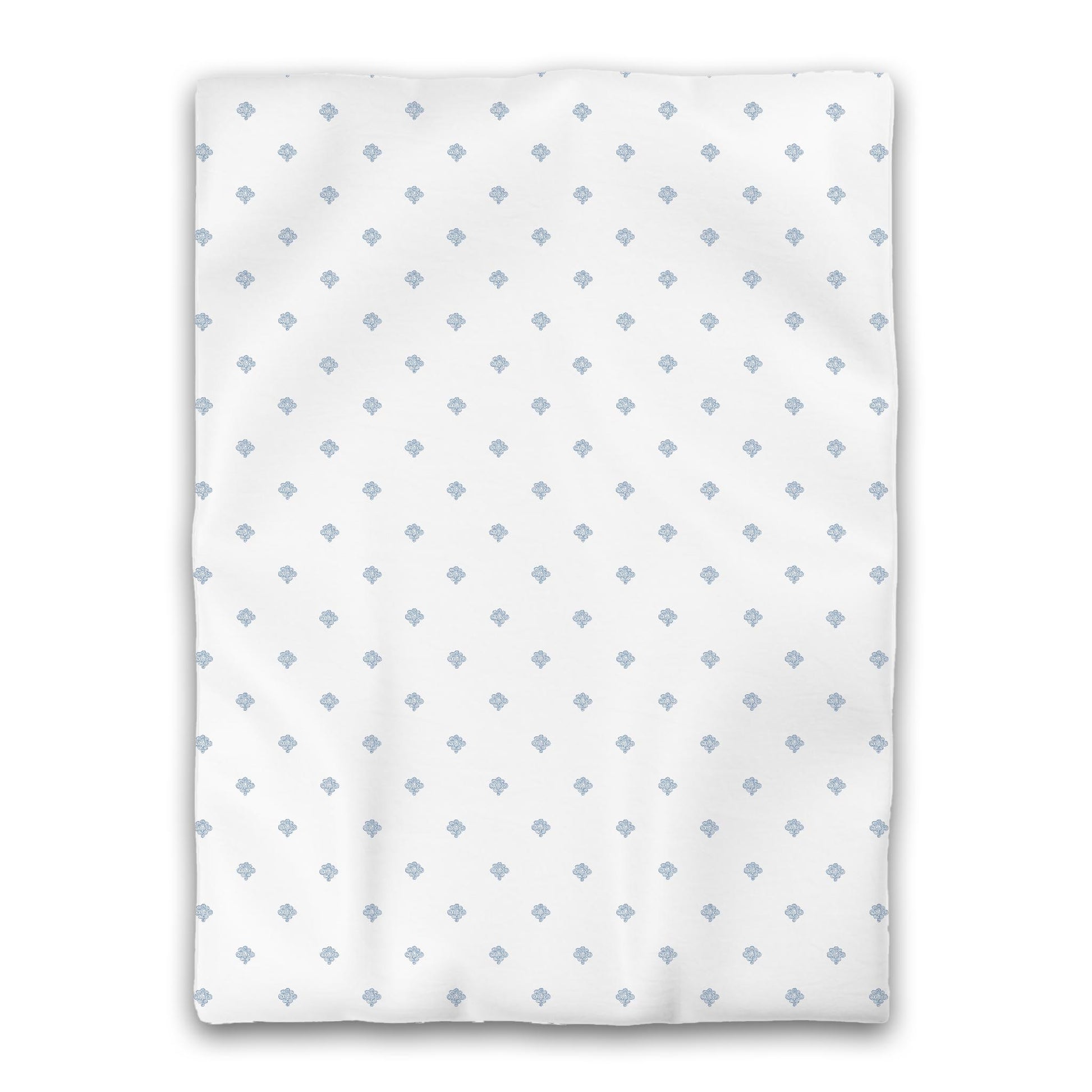 White Microfiber Duvet Cover, Blue Hand-painted Swizzle Motif Print, Twin XL (width x length) 68 x 92 inches /  173 x 234 cm