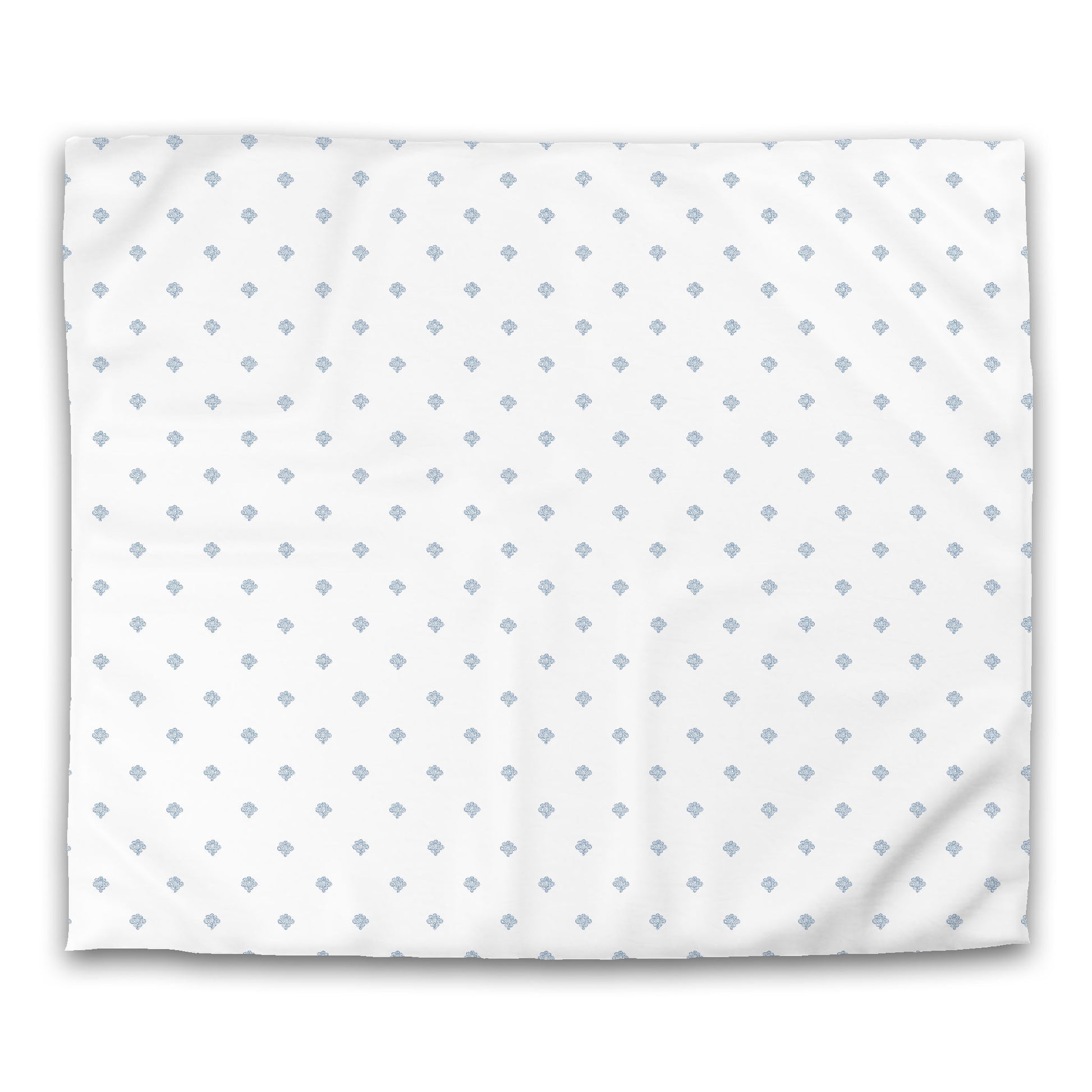White Microfiber Duvet Cover, Blue Hand-painted Swizzle Motif Print, King (width x length) 104 x 88 inches / 264 x 224 cm