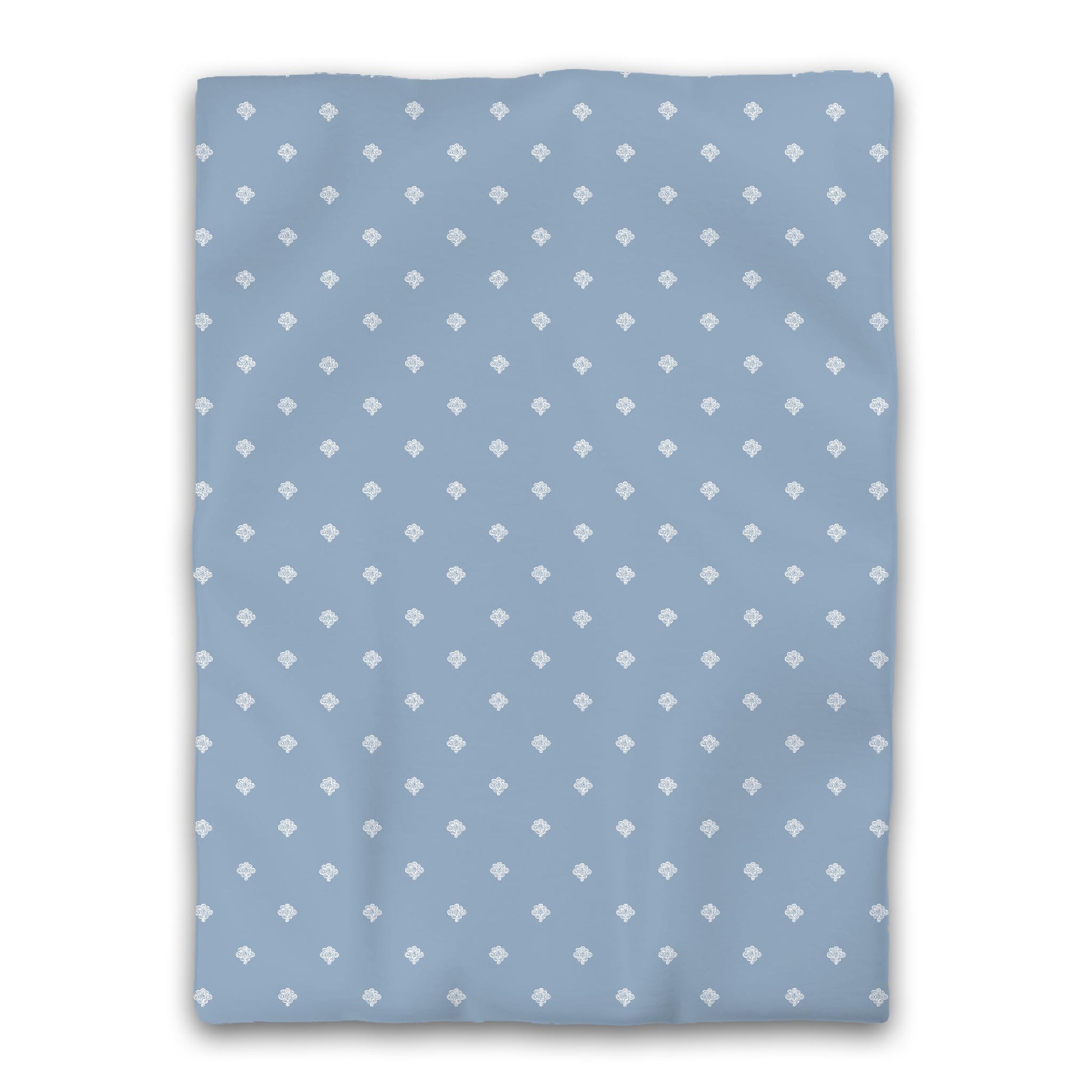 Blue Microfiber Duvet Cover, White Hand-painted Swizzle Motif Print, Twin XL (width x length) 68 x 92 inches /  173 x 234 cm