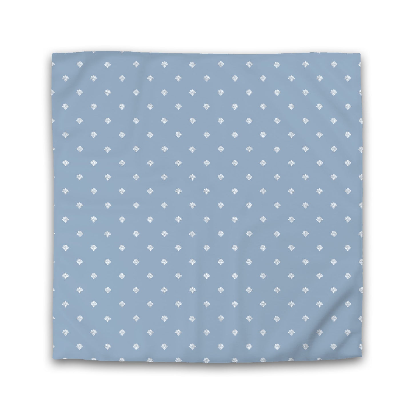 Blue Microfiber Duvet Cover, White Hand-painted Swizzle Motif Print | MFDU-1231-172