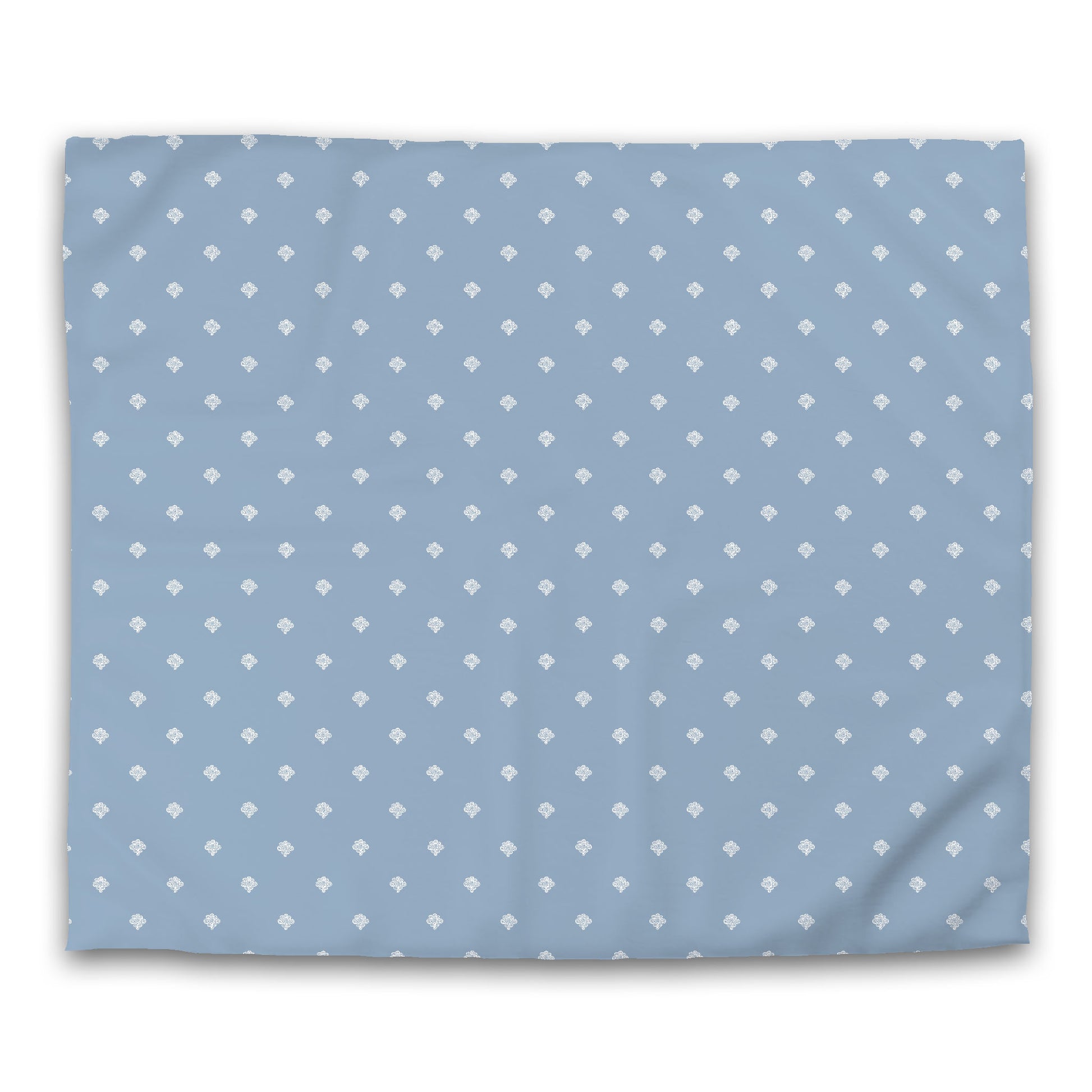 Blue Microfiber Duvet Cover, White Hand-painted Swizzle Motif Print, King (width x length) 104 x 88 inches / 264 x 224 cm