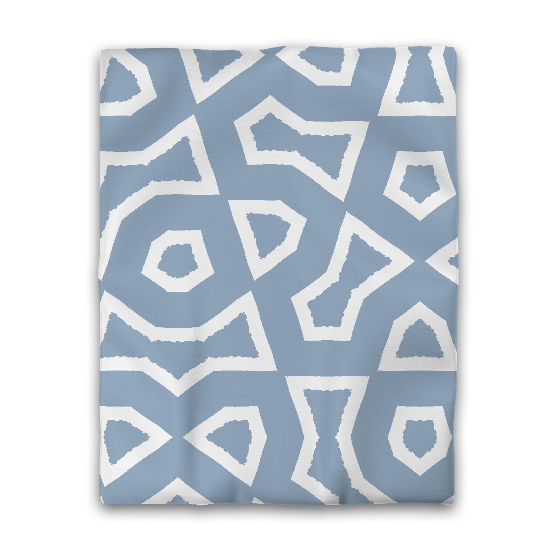 Blue Microfiber Duvet Cover, Bold White Graphic, Twin (width x length) 68 x 88 inches / 173 x 224 cm