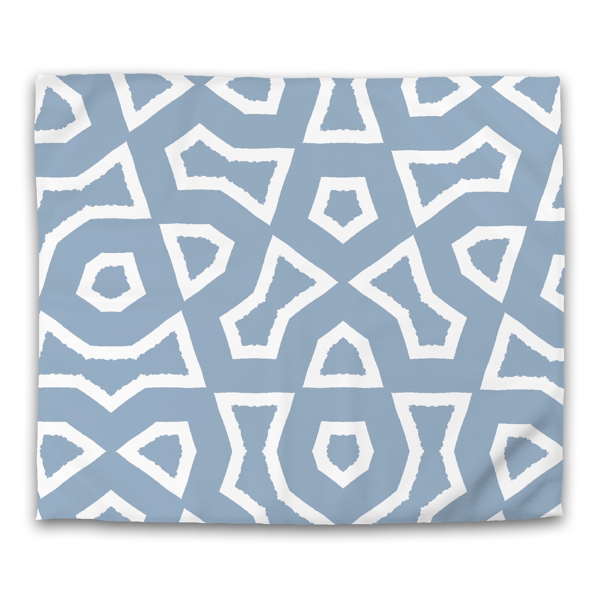 Blue Microfiber Duvet Cover, Bold White Graphic, King (width x length) 104 x 88 inches / 264 x 224 cm