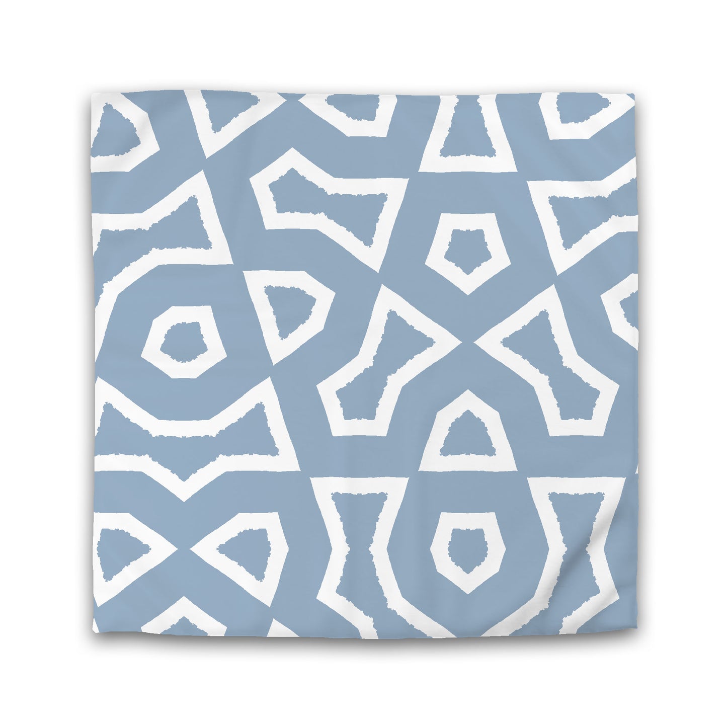 Blue Cotton Sateen Duvet Cover, Bold Off-white Graphic, King (width x length) 106 x 92 inches / 269 x  234 cm