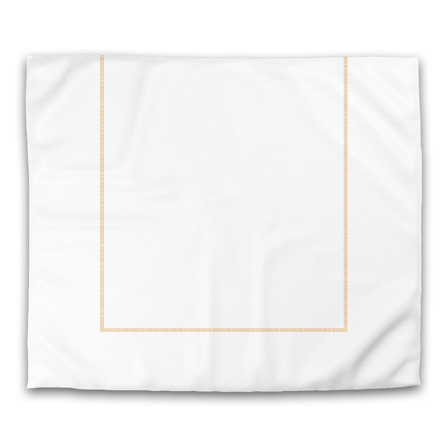 White Microfiber Duvet Cover, Pale Orange Single Weave Motif Print, Classic Border | MFDU-1232-141