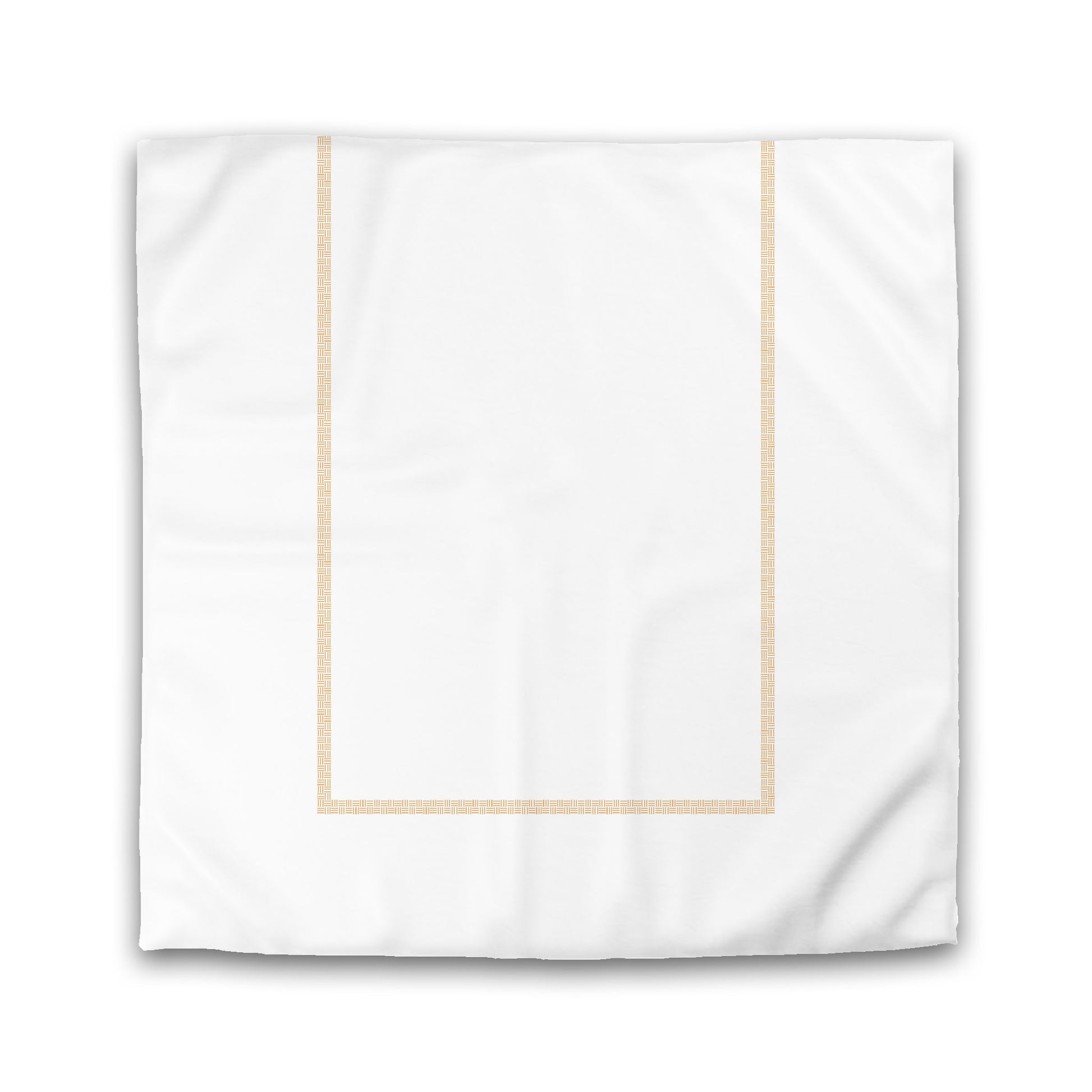 White Microfiber Duvet Cover, Pale Orange Double Weave Motif Print, Classic Border, King (width x length) 104 x 88 inches / 264 x 224 cm