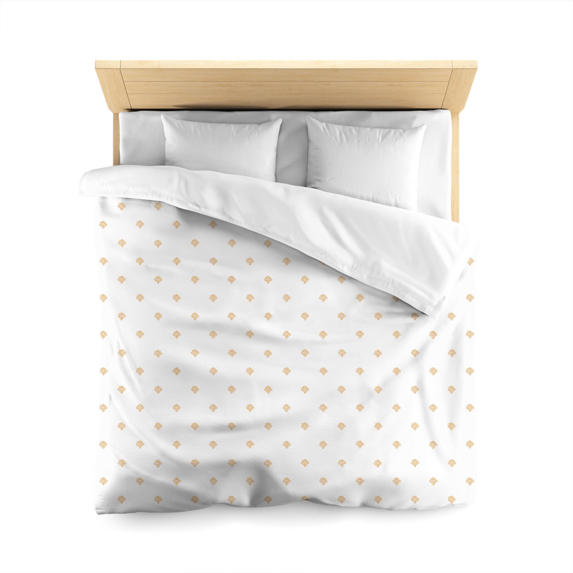 Off-white Cotton Sateen Duvet Cover, Pale Orange Hand-painted Swizzle Motif Print, Queen (width x length) 90 x 90 inches / 229 x 229 cm