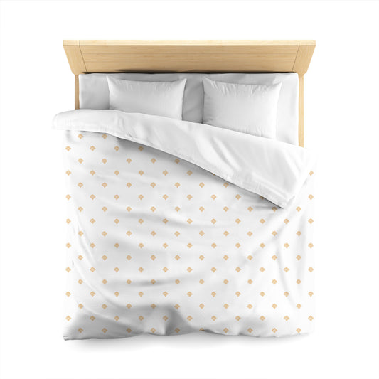 White Microfiber Duvet Cover, Pale Orange Hand-painted Swizzle Motif Print, Queen (width x length) 88 x 88 inches / 224 x 224 cm