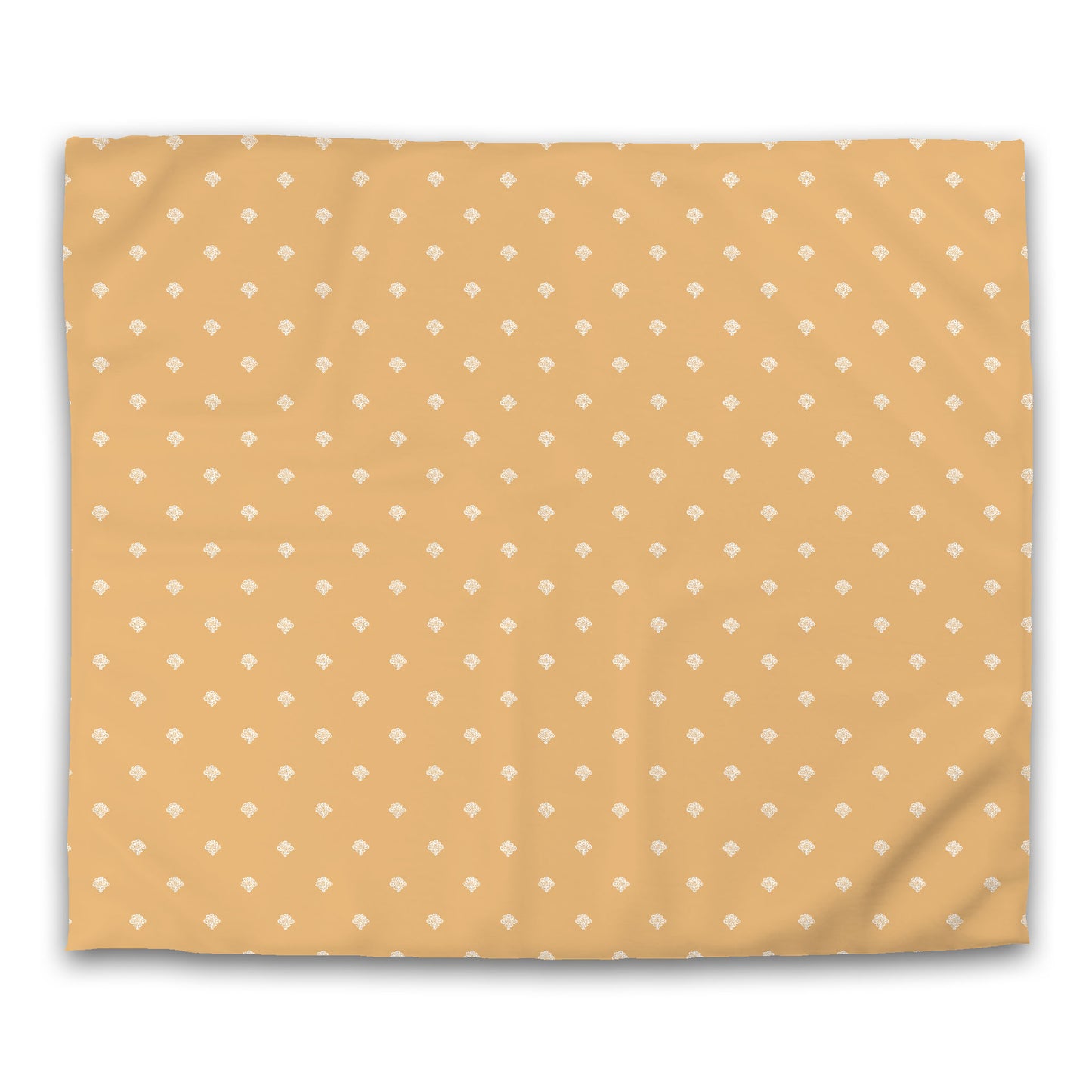 Pale Orange Cotton Sateen Duvet Cover, Off-white Hand-painted Swizzle Motif Print | CSDU-1232-172