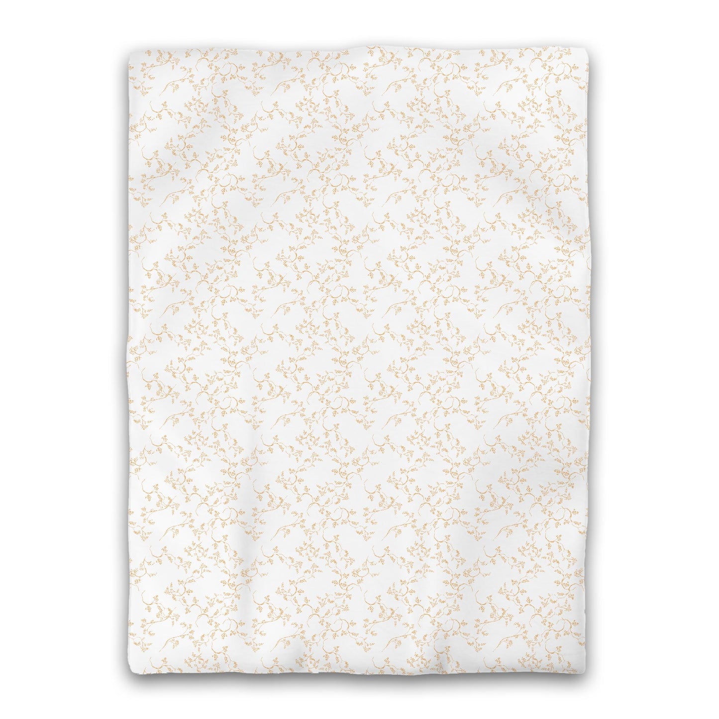 White Microfiber Duvet Cover, Pale Orange Hand-painted Vine Print, Twin XL (width x length) 68 x 92 inches /  173 x 234 cm