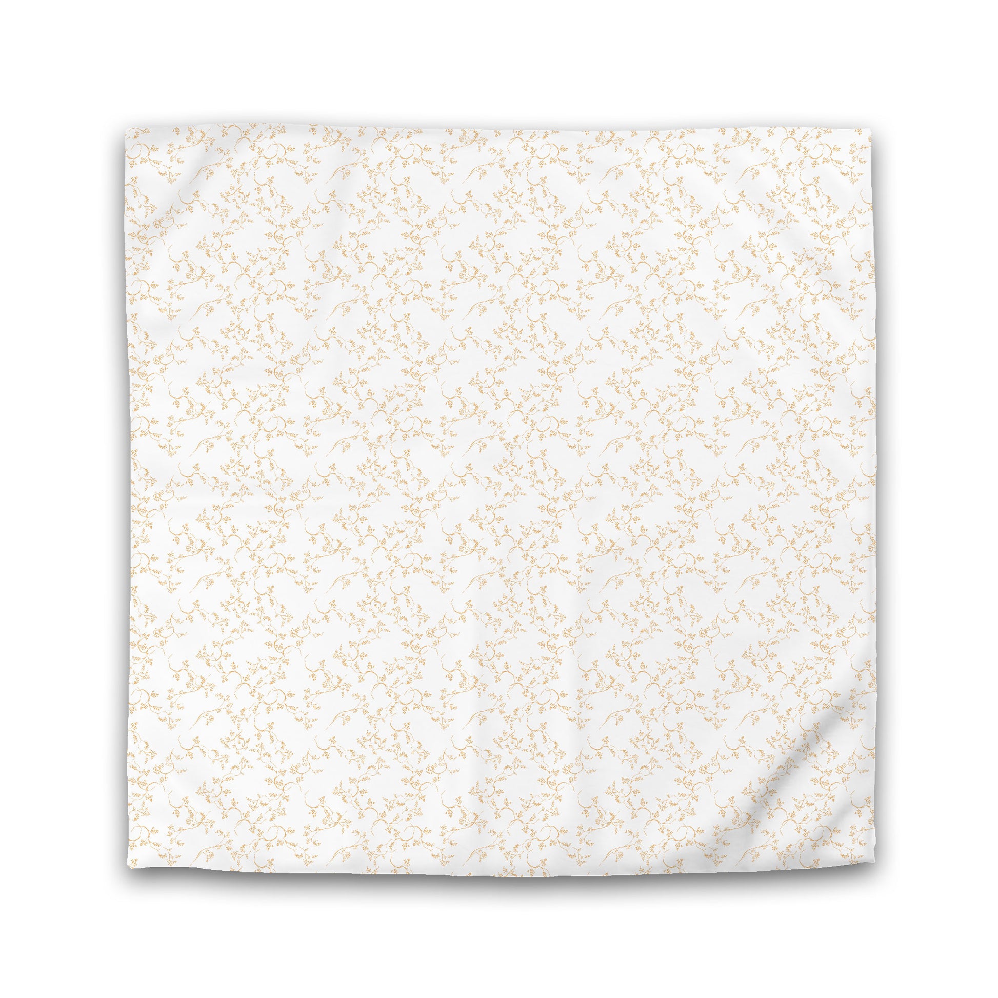 Off-white Cotton Sateen Duvet Cover, Pale Orange Hand-painted Vine Print, King (width x length) 106 x 92 inches / 269 x  234 cm