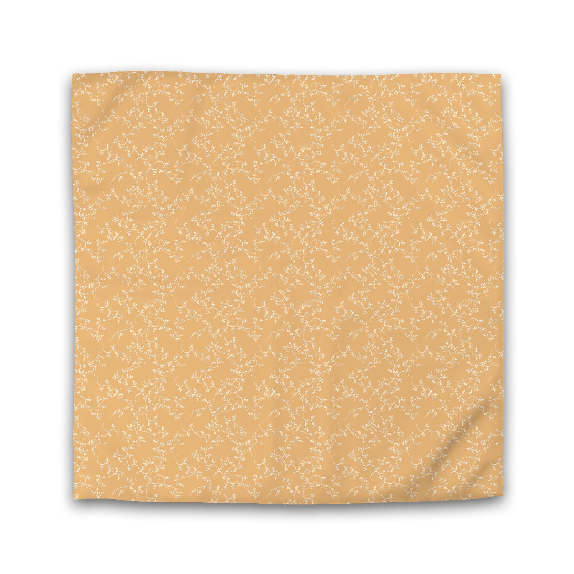 Pale Orange Microfiber Duvet Cover, White Hand-painted Vine Print, King (width x length) 104 x 88 inches / 264 x 224 cm