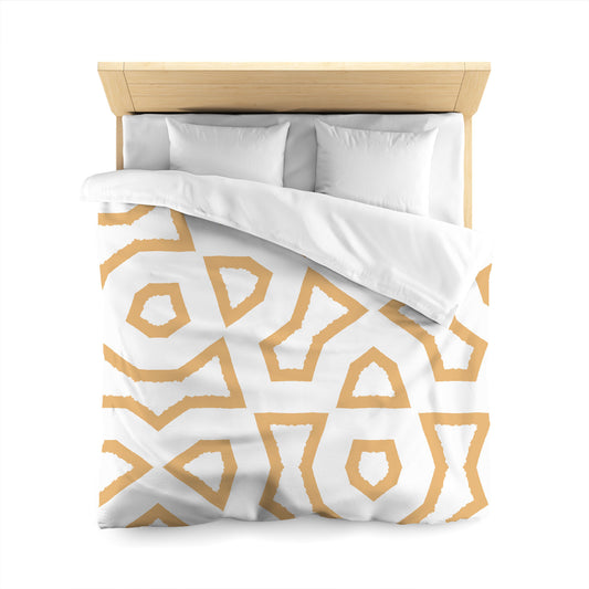 White Microfiber Duvet Cover, Bold Pale Orange Graphic, Queen (width x length) 88 x 88 inches / 224 x 224 cm
