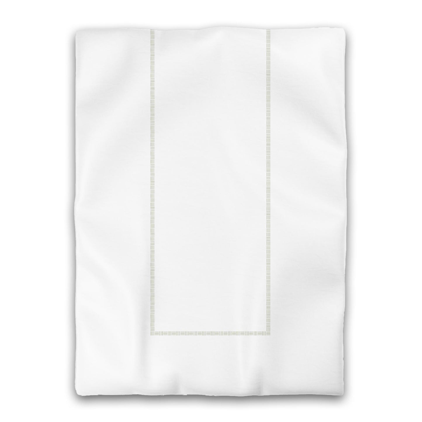 White Microfiber Duvet Cover, Pale Green Single Weave Motif Print, Classic Border, Twin XL (width x length) 68 x 92 inches /  173 x 234 cm