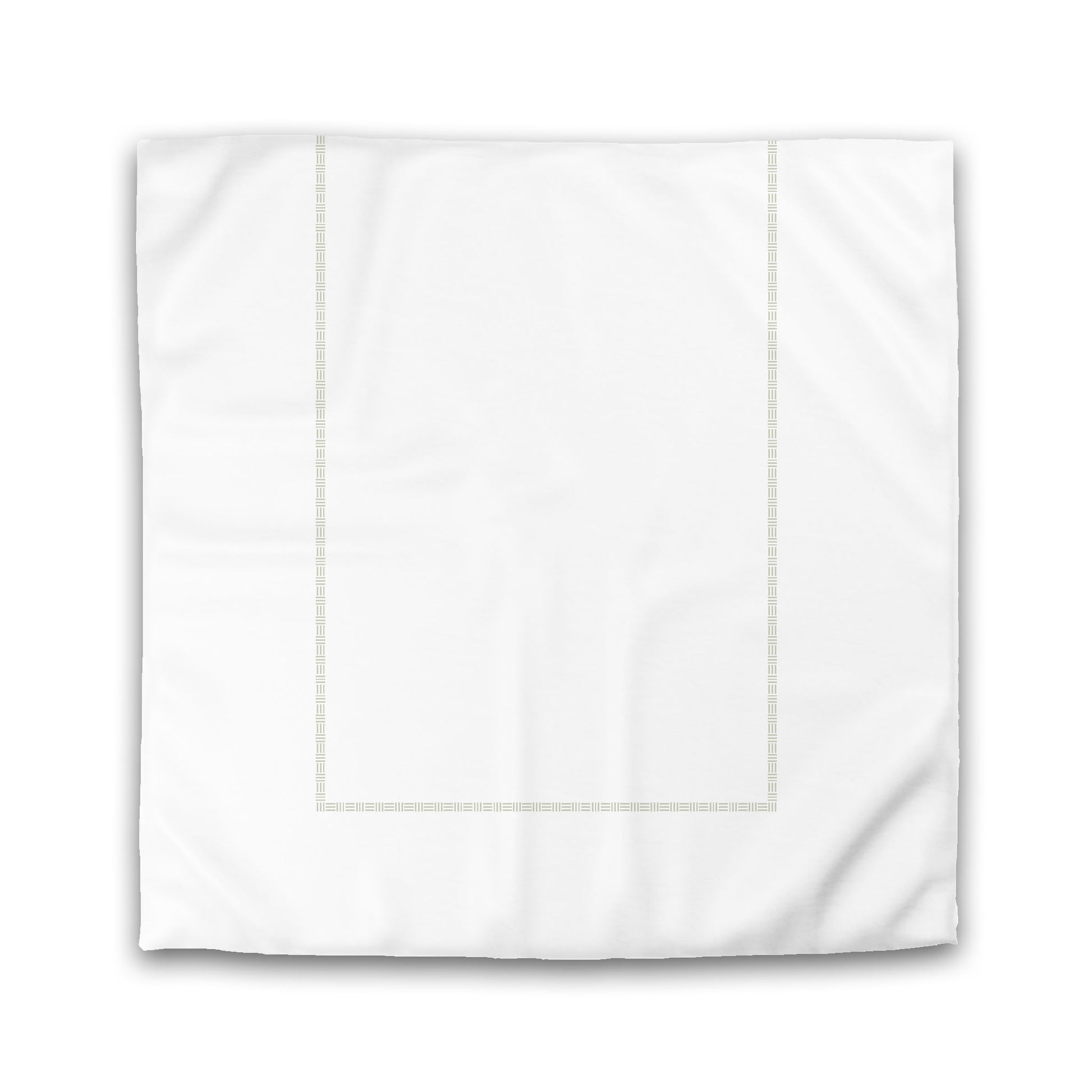 Off-white Cotton Sateen Duvet Cover, Pale Green Single Weave Motif Print, Classic Border, King (width x length) 106 x 92 inches / 269 x  234 cm