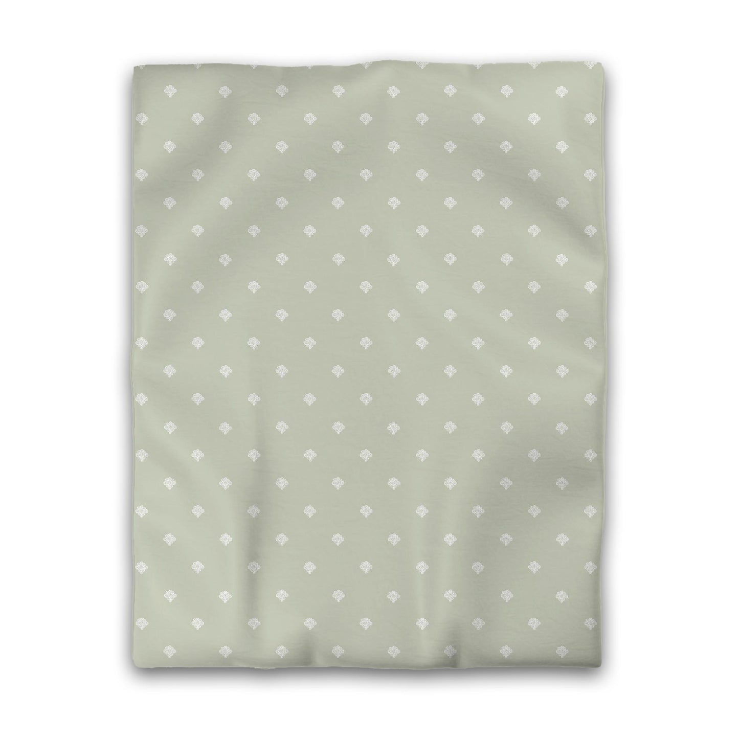 Pale Green Microfiber Duvet Cover, White Hand-painted Swizzle Motif Print, Twin (width x length) 68 x 88 inches / 173 x 224 cm