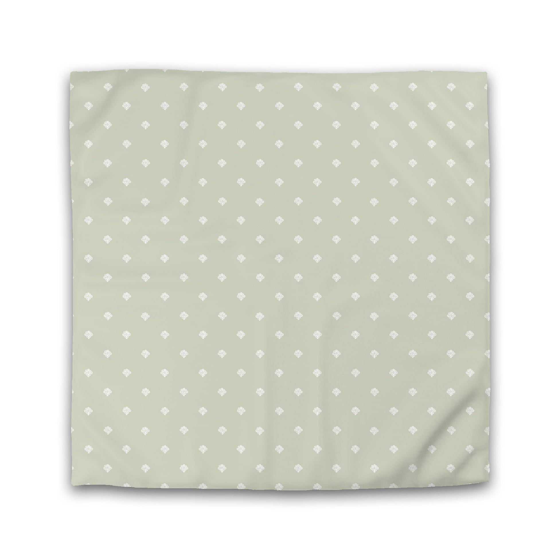 Pale Green Microfiber Duvet Cover, White Hand-painted Swizzle Motif Print, King (width x length) 104 x 88 inches / 264 x 224 cm