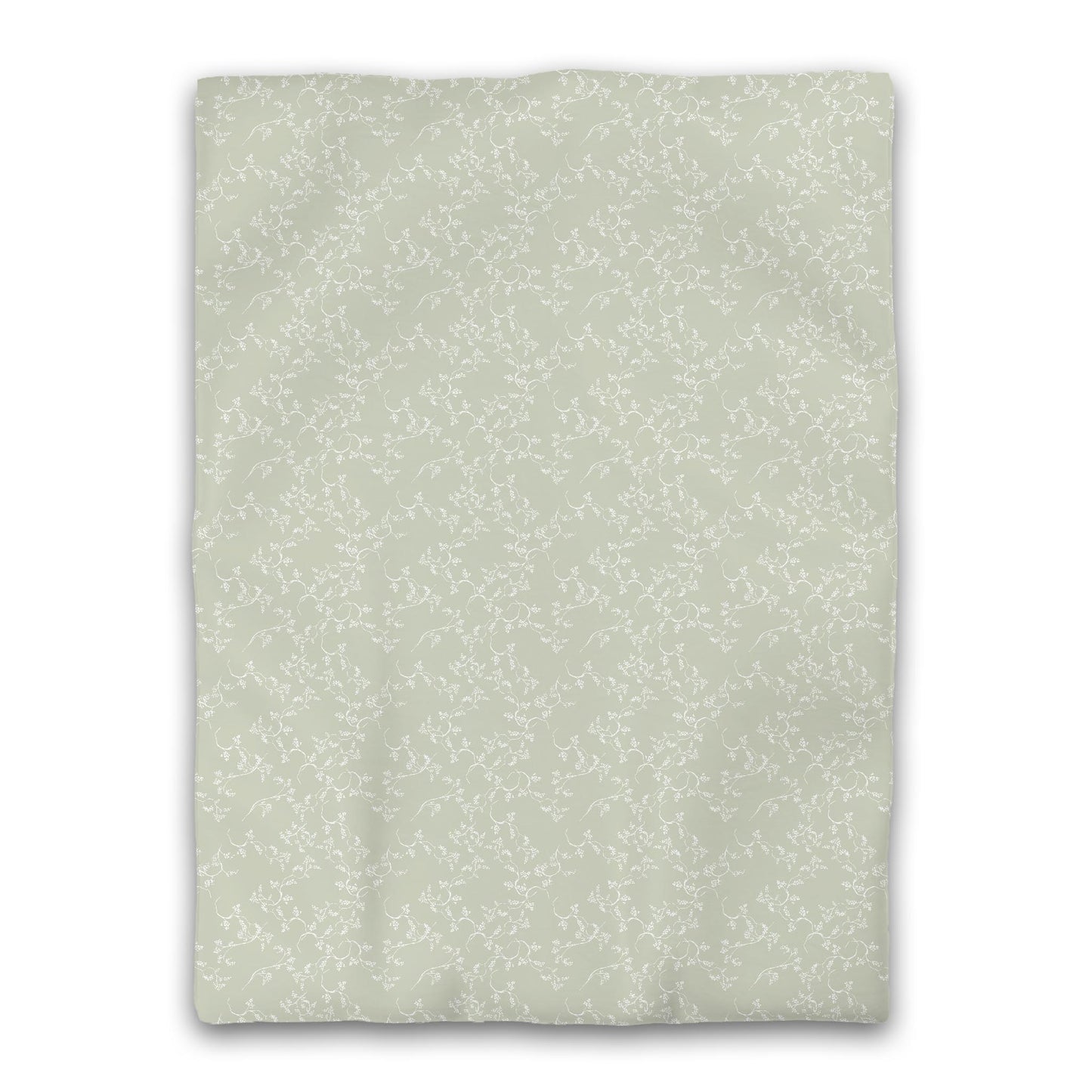 Pale Green Microfiber Duvet Cover, White Hand-painted Vine Print, Twin XL (width x length) 68 x 92 inches /  173 x 234 cm