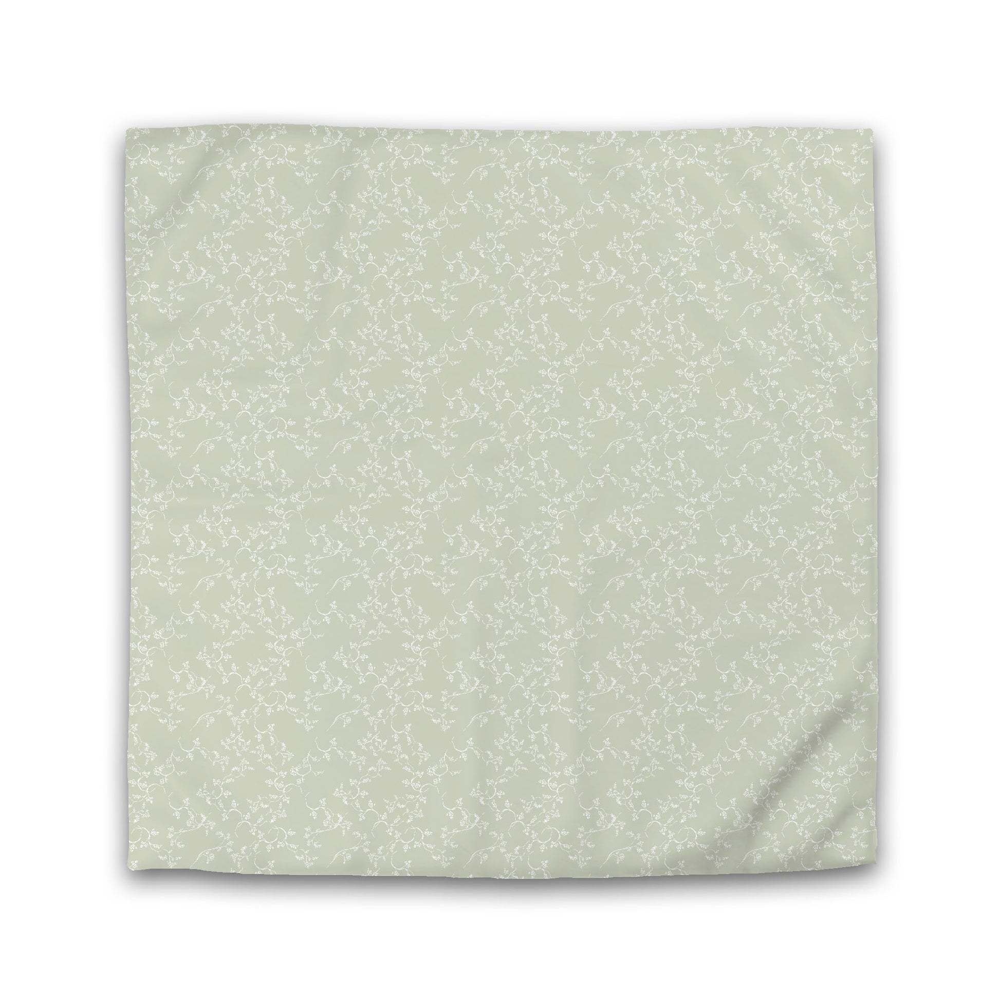 Pale Green Microfiber Duvet Cover, White Hand-painted Vine Print, King (width x length) 104 x 88 inches / 264 x 224 cm