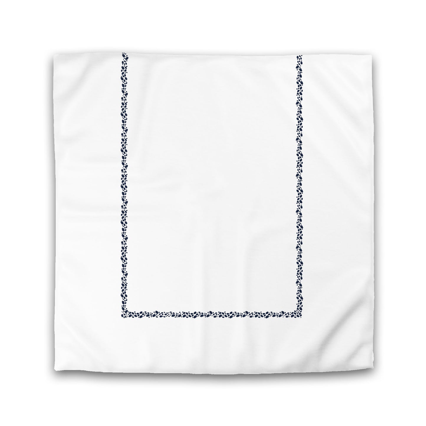 White Microfiber Duvet Cover, Navy Blue Hand-painted Dab Motif Print, Classic Border | MFDU-1271-091