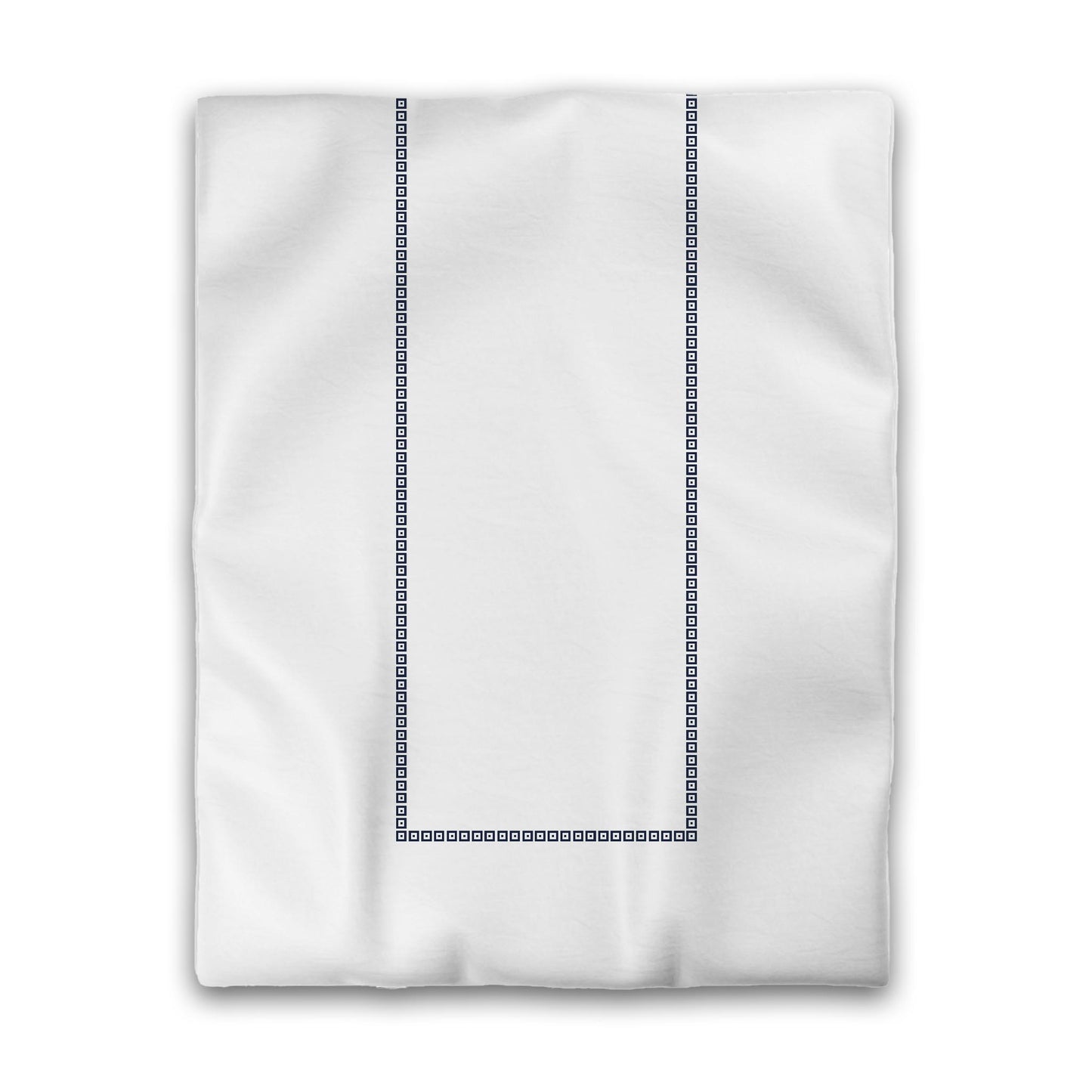 White Microfiber Duvet Cover, Navy Blue Repeating Square Motif Print, Classic Border, Twin (width x length) 68 x 88 inches / 173 x 224 cm