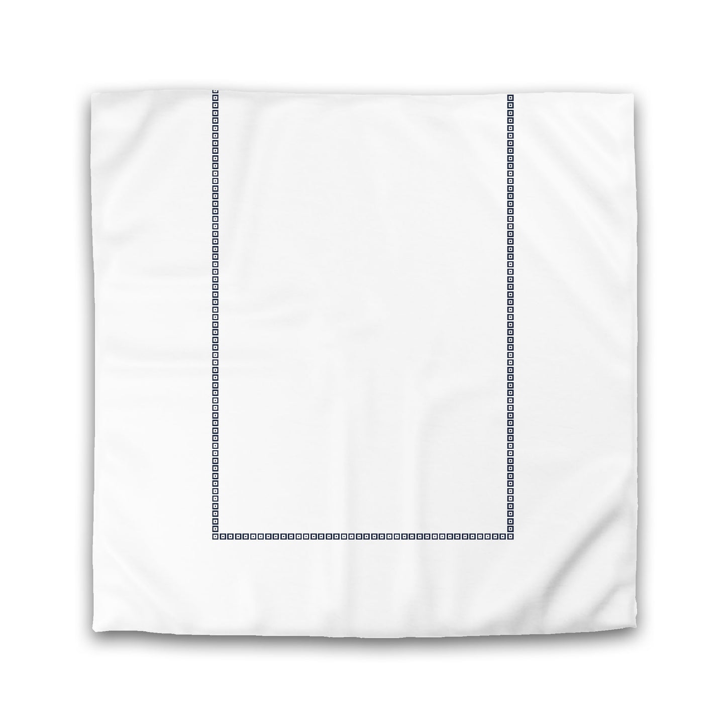 White Microfiber Duvet Cover, Navy Blue Repeating Square Motif Print, Classic Border | MFDU-1271-121