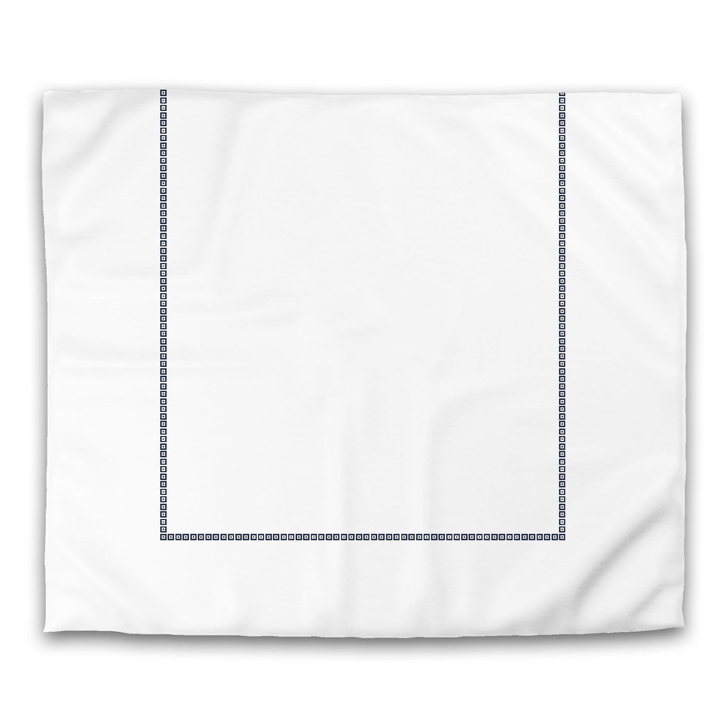 White Microfiber Duvet Cover, Navy Blue Repeating Square Motif Print, Classic Border, King (width x length) 104 x 88 inches / 264 x 224 cm