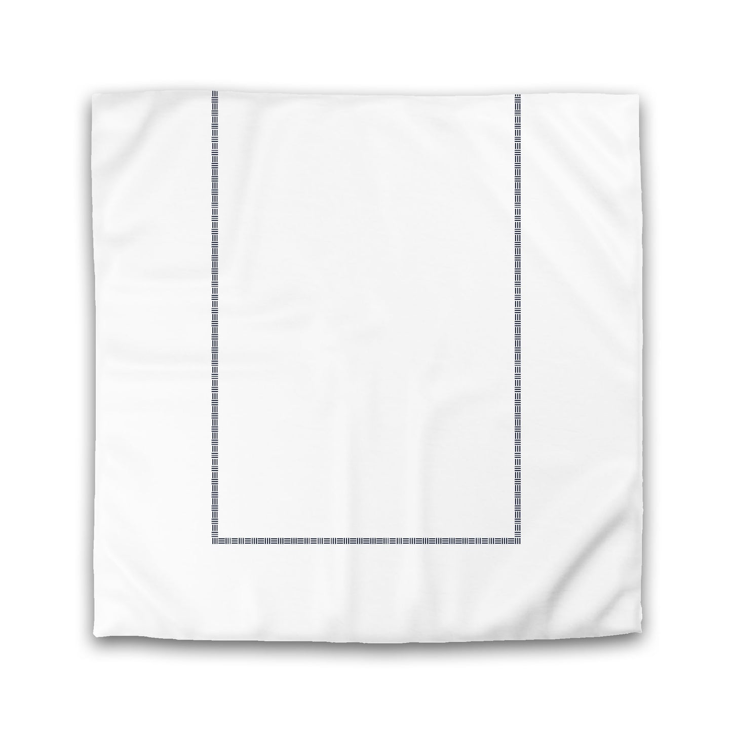 White Microfiber Duvet Cover, Navy Blue Single Weave Motif Print, Classic Border | MFDU-1271-141