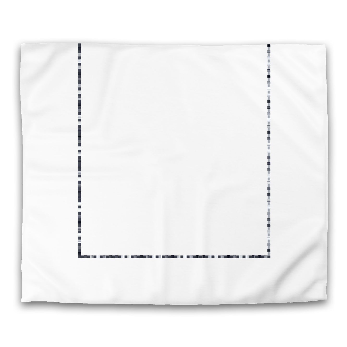 White Microfiber Duvet Cover, Navy Blue Single Weave Motif Print, Classic Border, King (width x length) 104 x 88 inches / 264 x 224 cm
