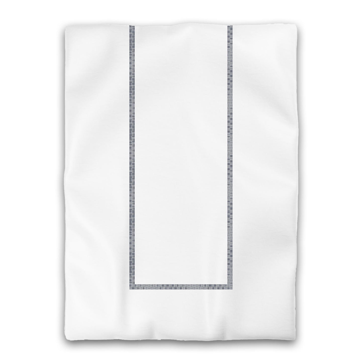 White Microfiber Duvet Cover, Navy Blue Double Weave Motif Print, Classic Border, Twin XL (width x length) 68 x 92 inches /  173 x 234 cm