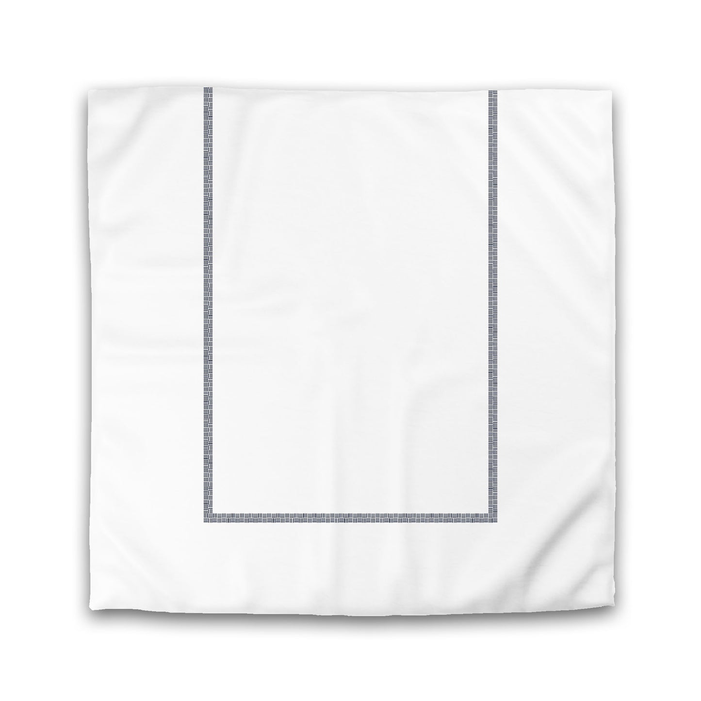 White Microfiber Duvet Cover, Navy Blue Double Weave Motif Print, Classic Border | MFDU-1271-143