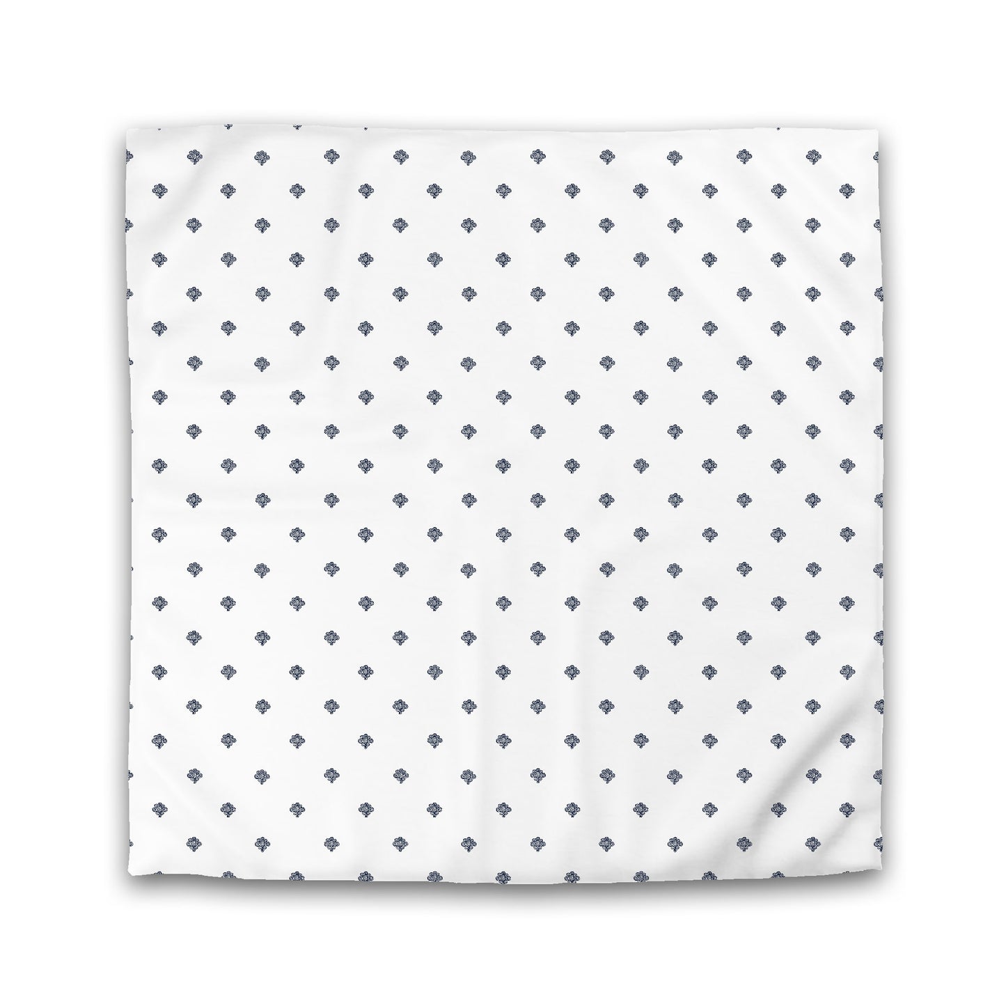 White Microfiber Duvet Cover, Navy Blue Hand-painted Swizzle Motif Print | MFDU-1271-171