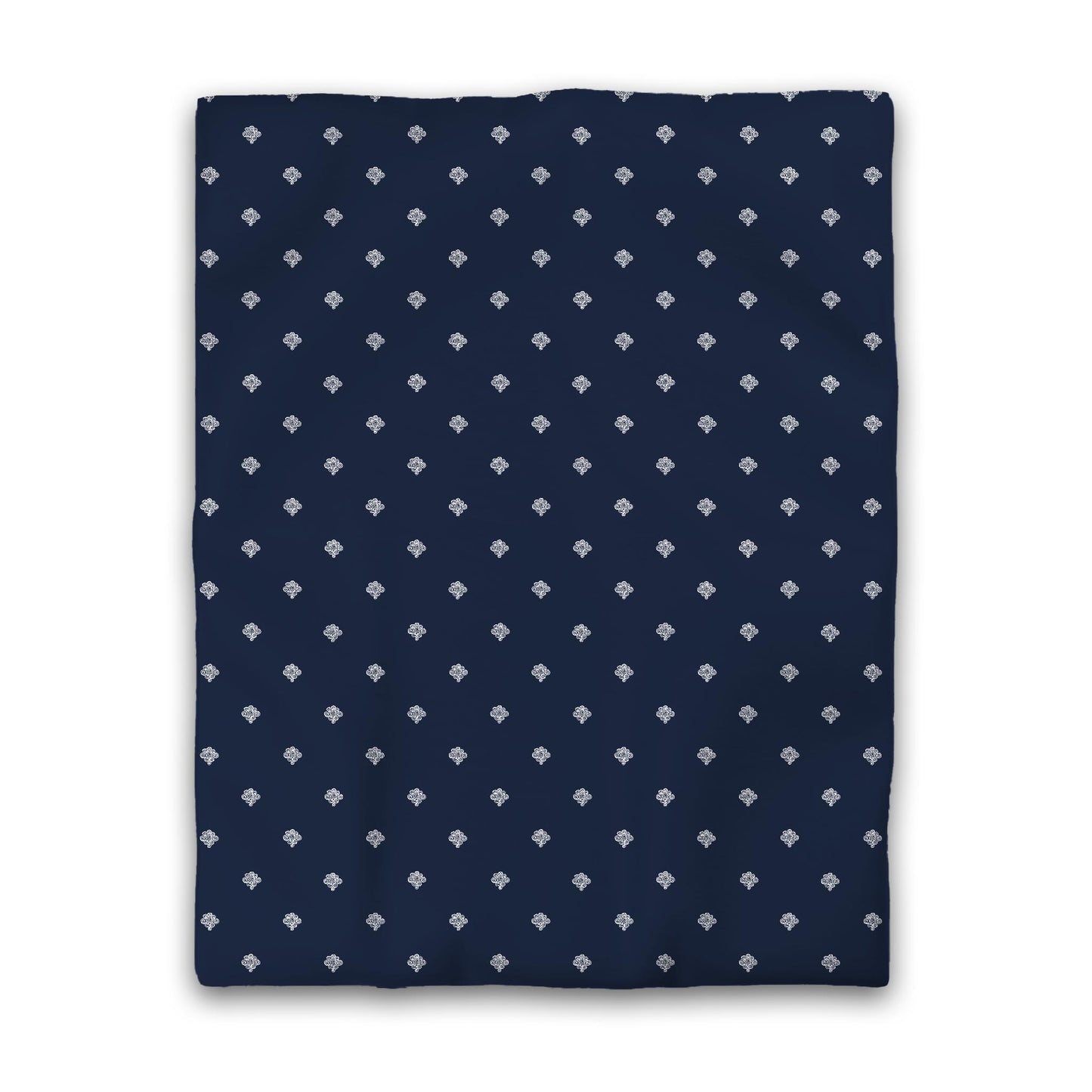 Navy Blue Microfiber Duvet Cover, White Hand-painted Swizzle Motif Print, Twin (width x length) 68 x 88 inches / 173 x 224 cm