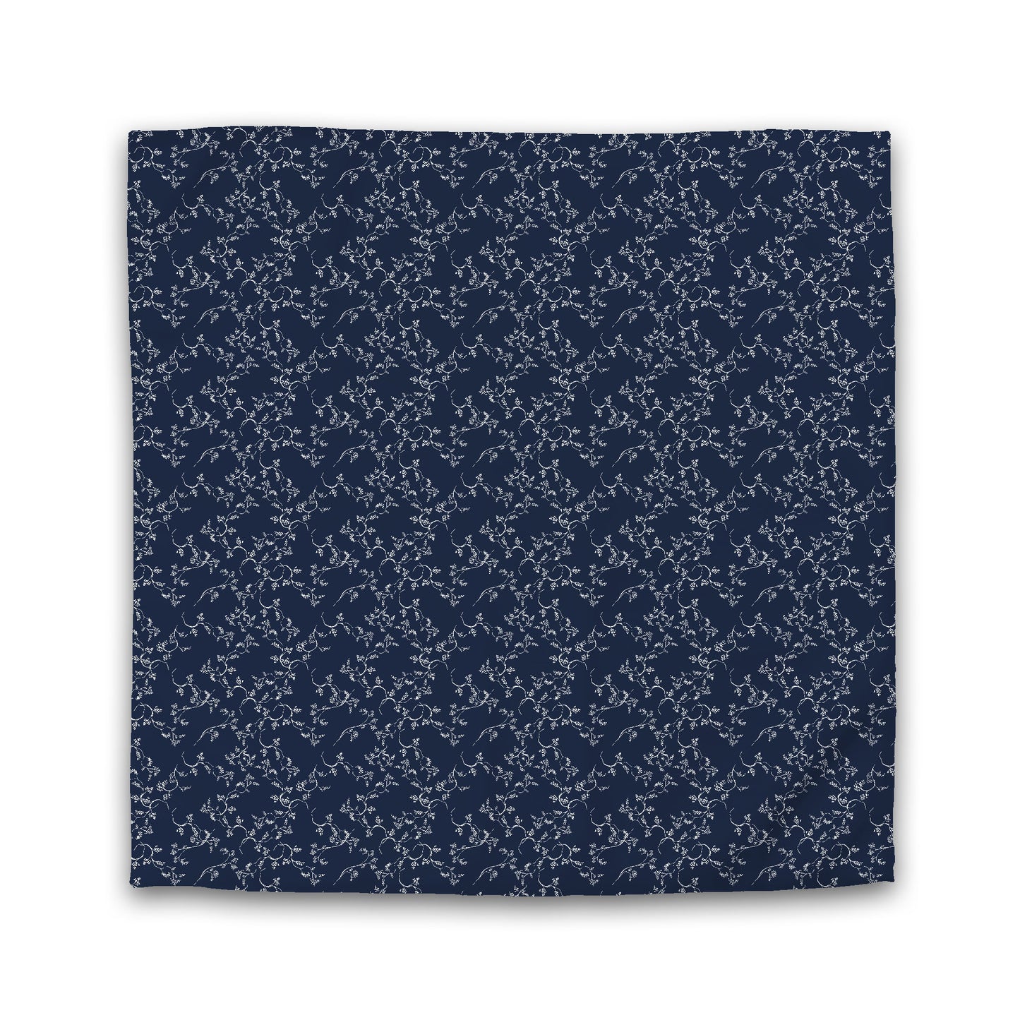 Navy Blue Microfiber Duvet Cover, White Hand-painted Vine Print | MFDU-1271-182