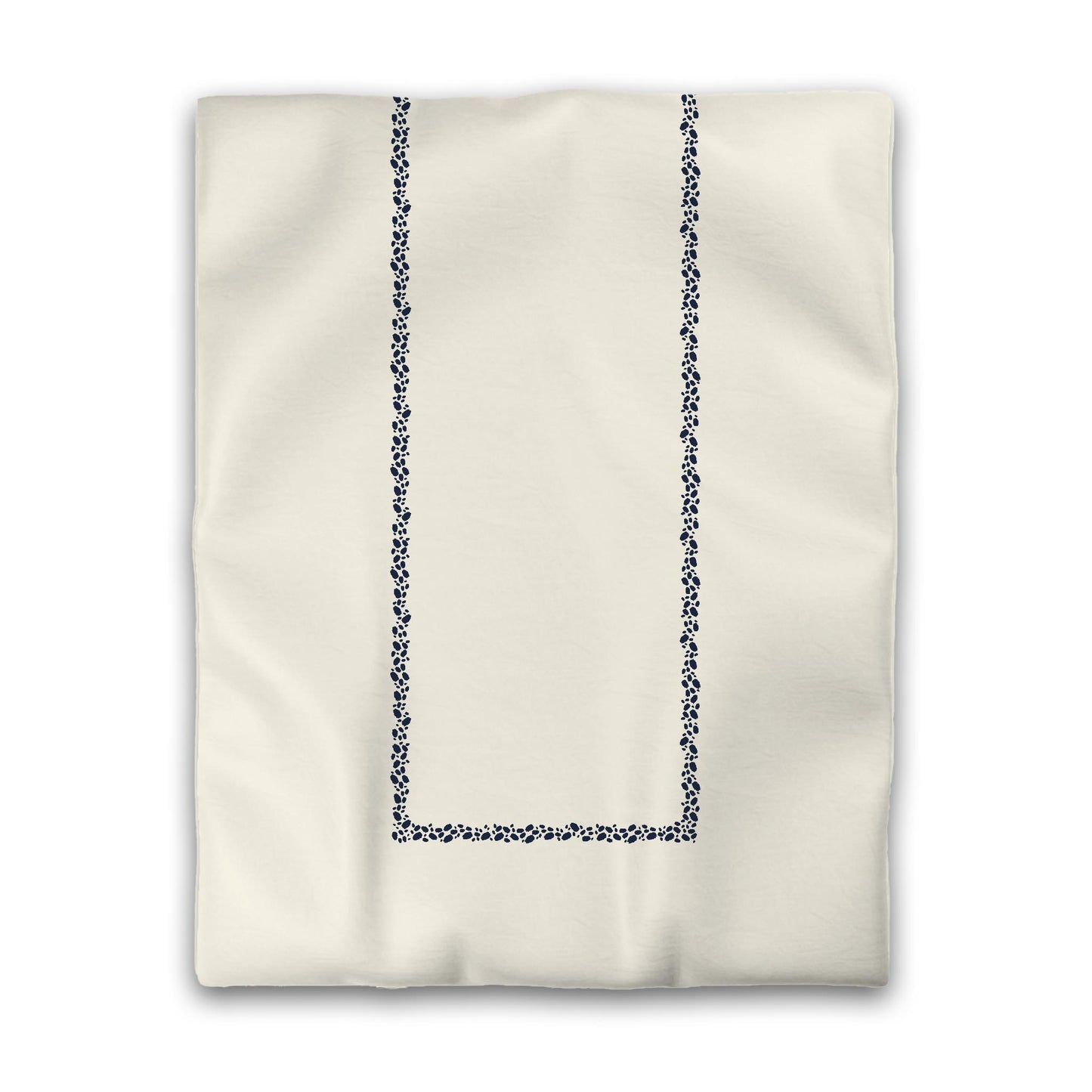 Pale Cream Microfibre Duvet Cover, Navy Blue Hand-painted Dab Motif Print, Classic Border, Twin (width x length) 68 x 88 inches / 173 x 224 cm