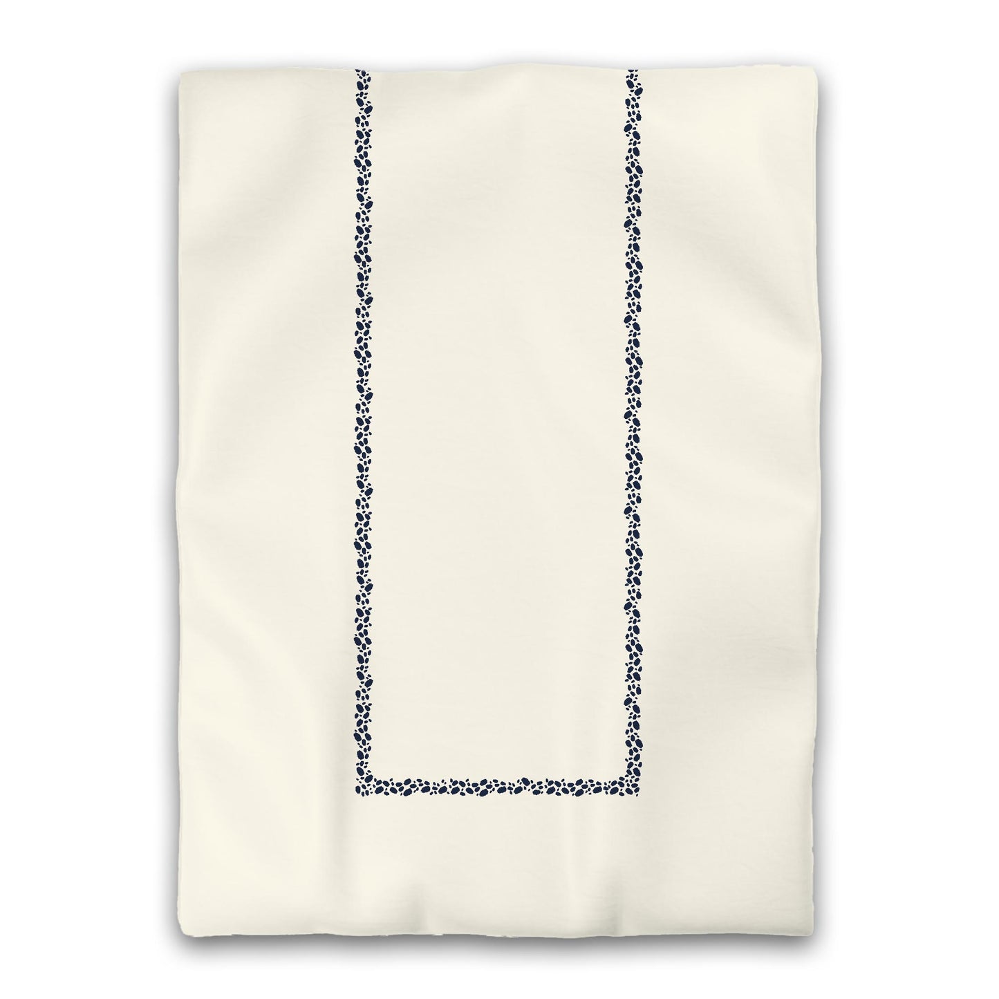 Pale Cream Microfibre Duvet Cover, Navy Blue Hand-painted Dab Motif Print, Classic Border, Twin XL (width x length) 68 x 92 inches /  173 x 234 cm