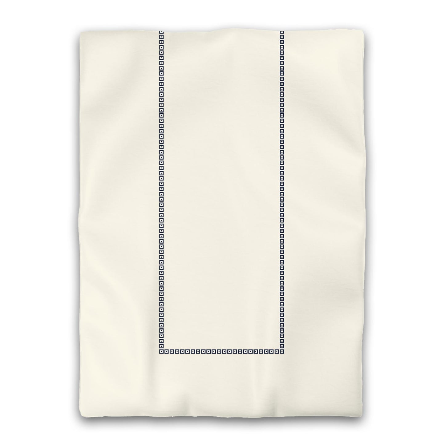 Pale Cream Microfibre Duvet Cover, Navy Blue Repeating Square Motif Print, Classic Border, Twin XL (width x length) 68 x 92 inches /  173 x 234 cm