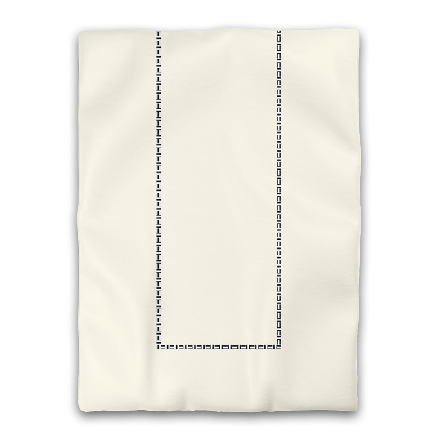 Pale Cream Microfibre Duvet Cover, Navy Blue Single Weave Motif Print, Classic Border, Twin XL (width x length) 68 x 92 inches /  173 x 234 cm