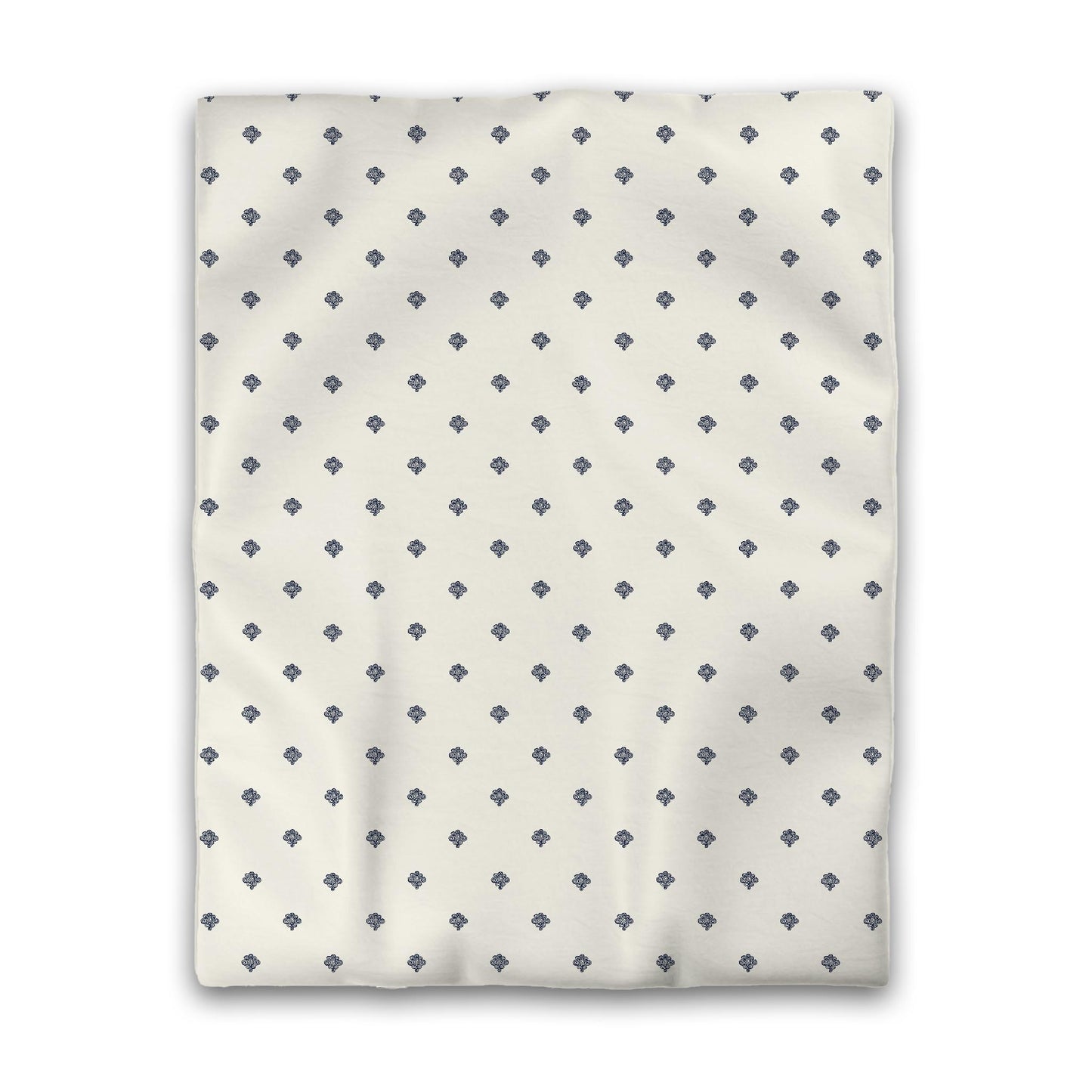 Pale Cream Microfibre Duvet Cover, Navy Blue Hand-painted Swizzle Motif Print, Twin (width x length) 68 x 88 inches / 173 x 224 cm