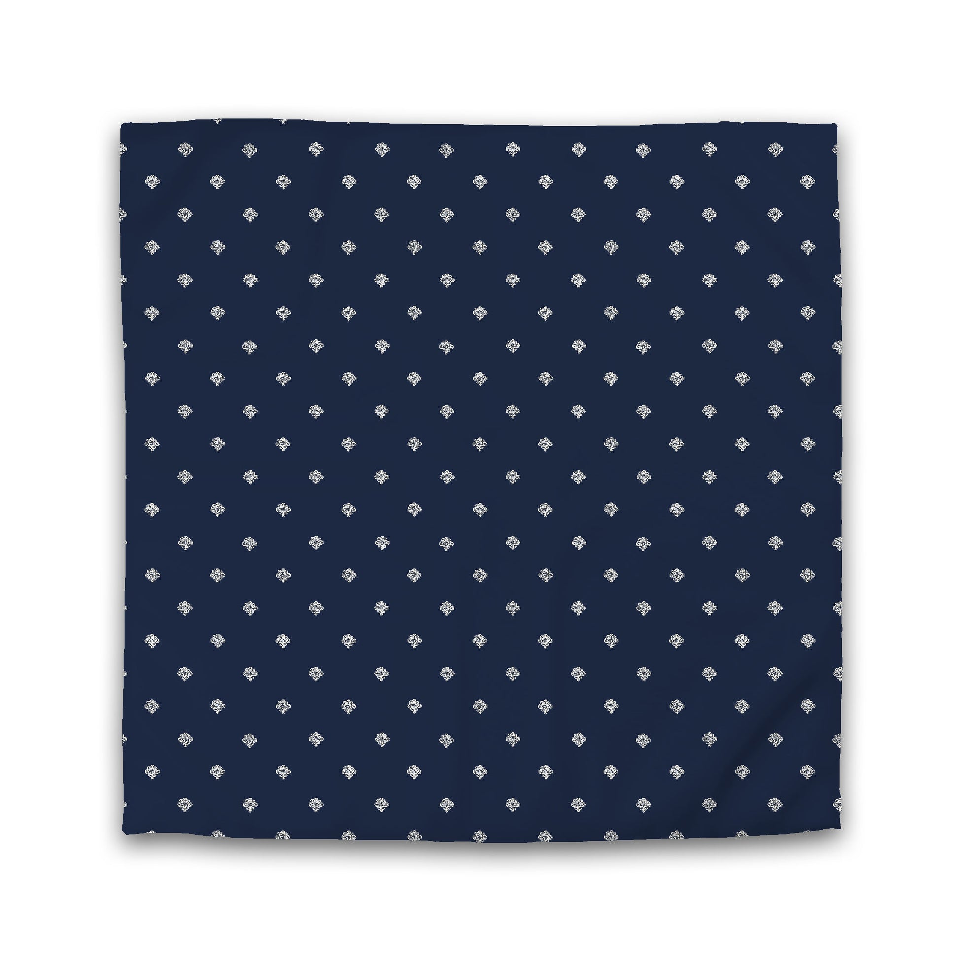 Navy Blue Microfiber Duvet Cover, Pale Cream Hand-painted Swizzle Motif Print, Queen (width x length) 88 x 88 inches / 224 x 224 cm