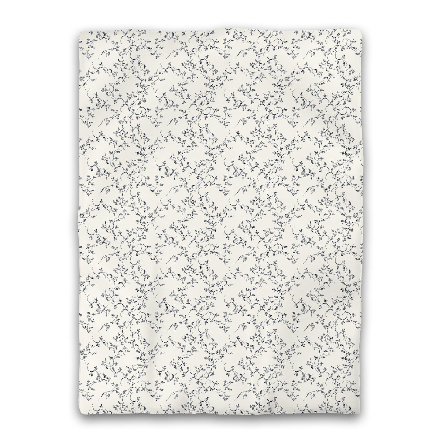 Pale Cream Microfibre Duvet Cover, Navy Blue Hand-painted Vine Print, Twin XL (width x length) 68 x 92 inches /  173 x 234 cm