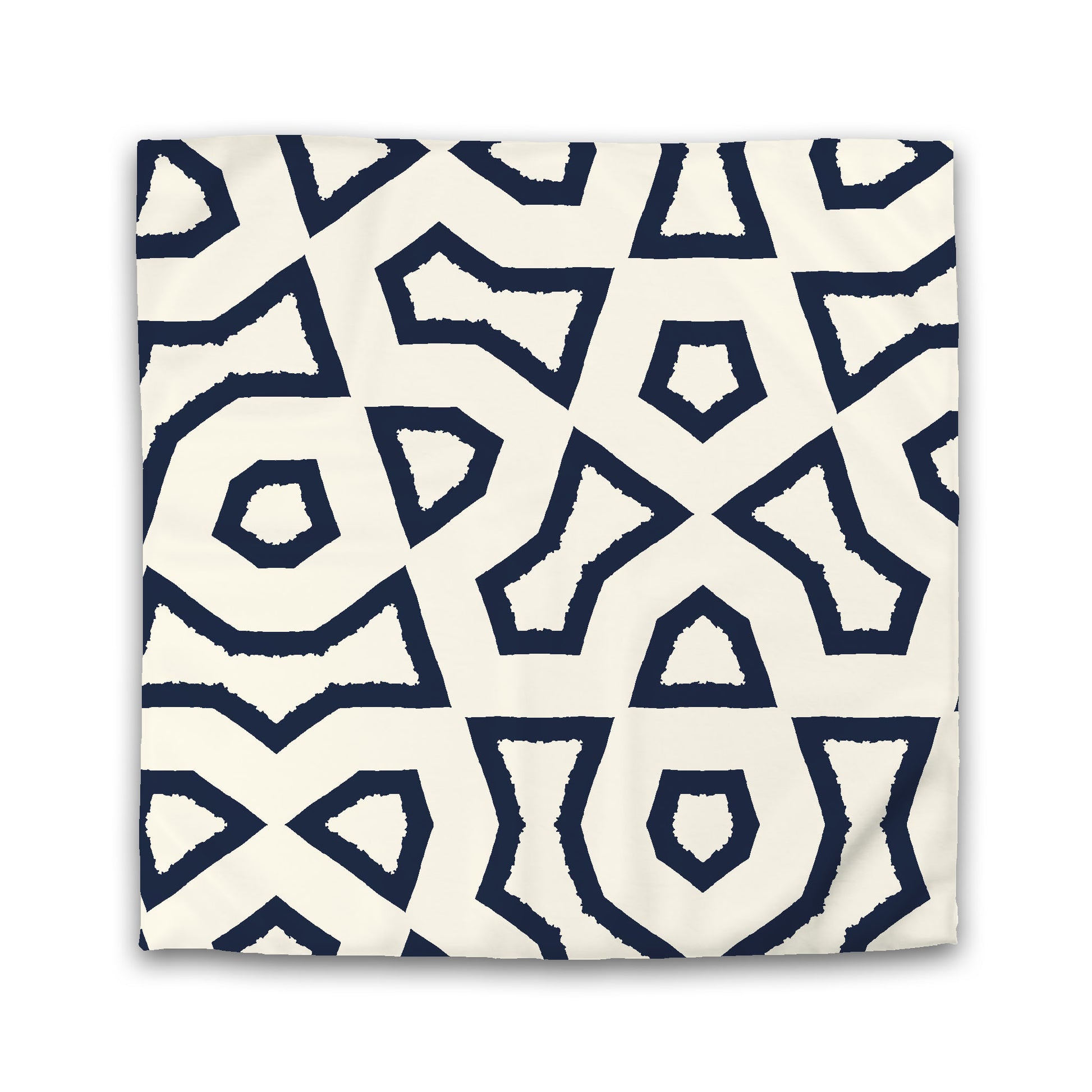 Pale Cream Microfibre Duvet Cover, Bold Navy Blue Graphic, Queen (width x length) 88 x 88 inches / 224 x 224 cm
