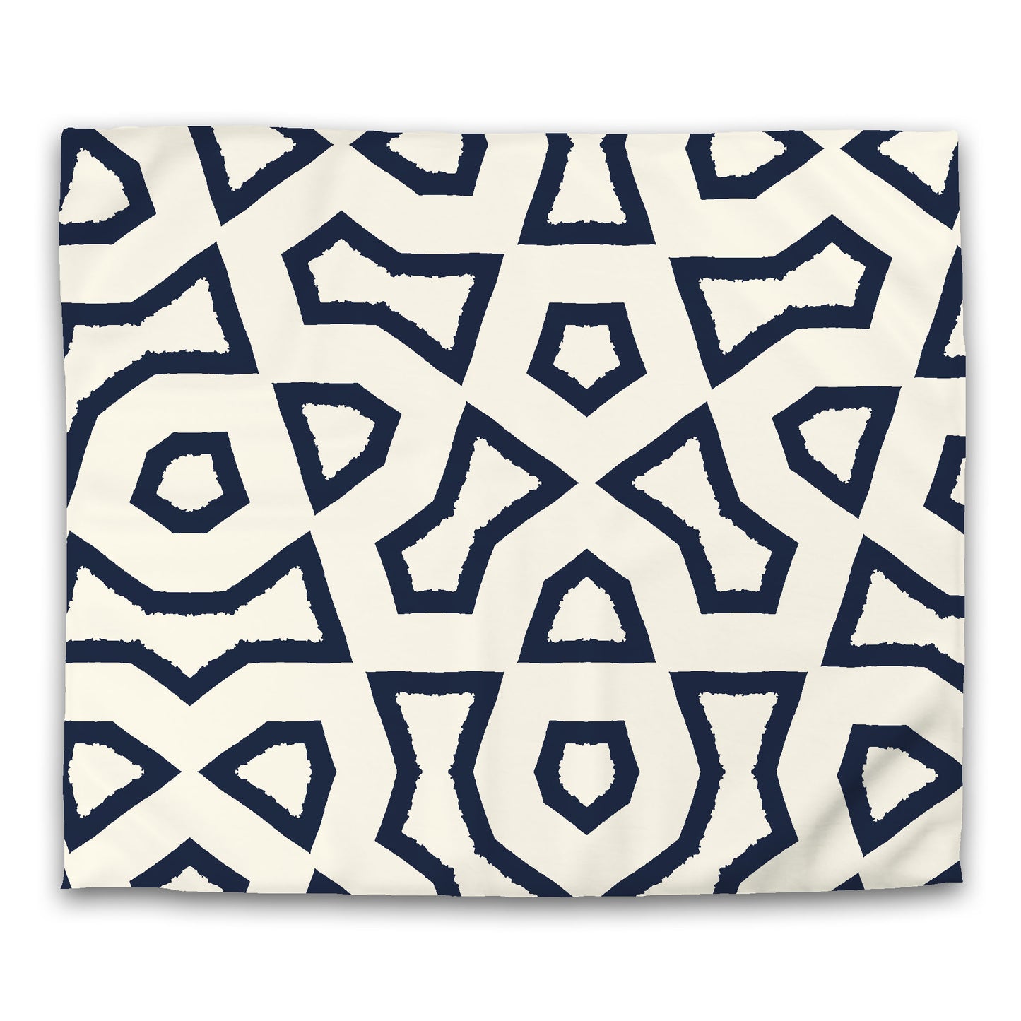 Pale Cream Microfibre Duvet Cover, Bold Navy Blue Graphic, King (width x length) 104 x 88 inches / 264 x 224 cm