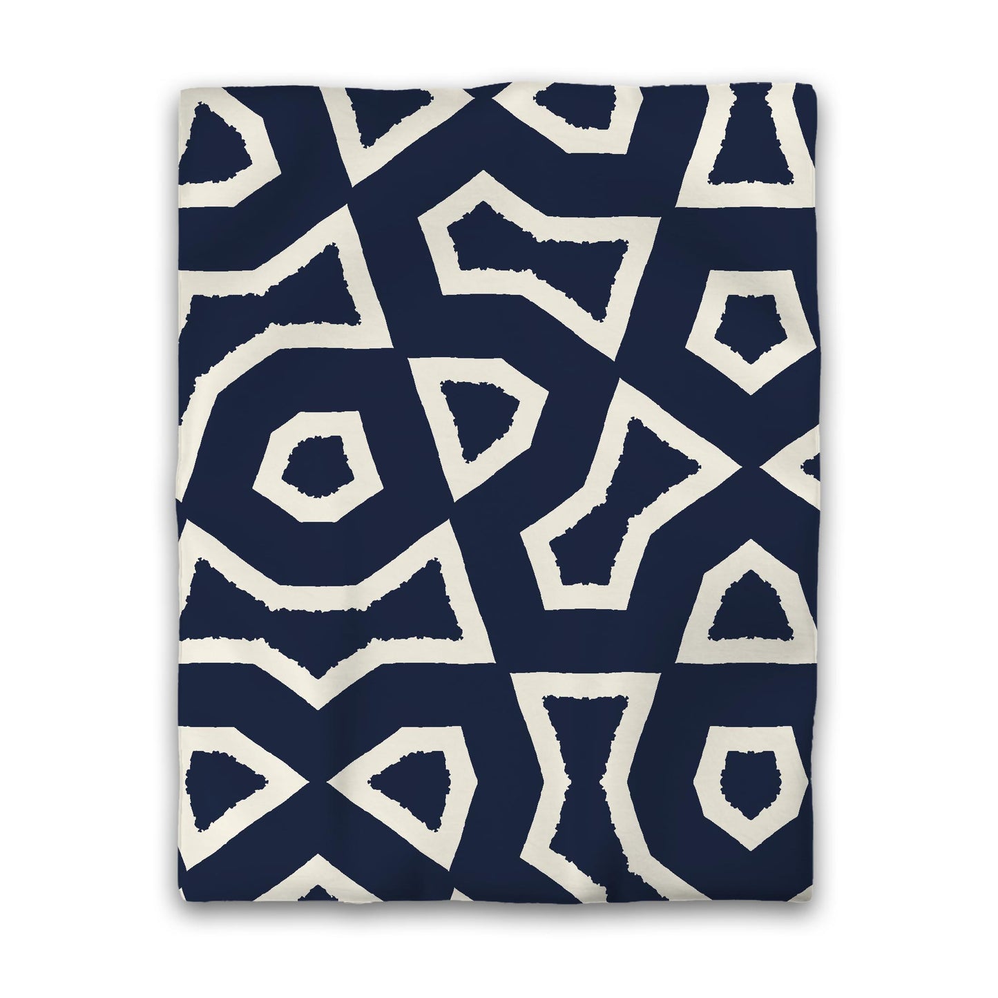 Navy Blue Microfiber Duvet Cover, Bold Pale Cream Graphic, Twin (width x length) 68 x 88 inches / 173 x 224 cm