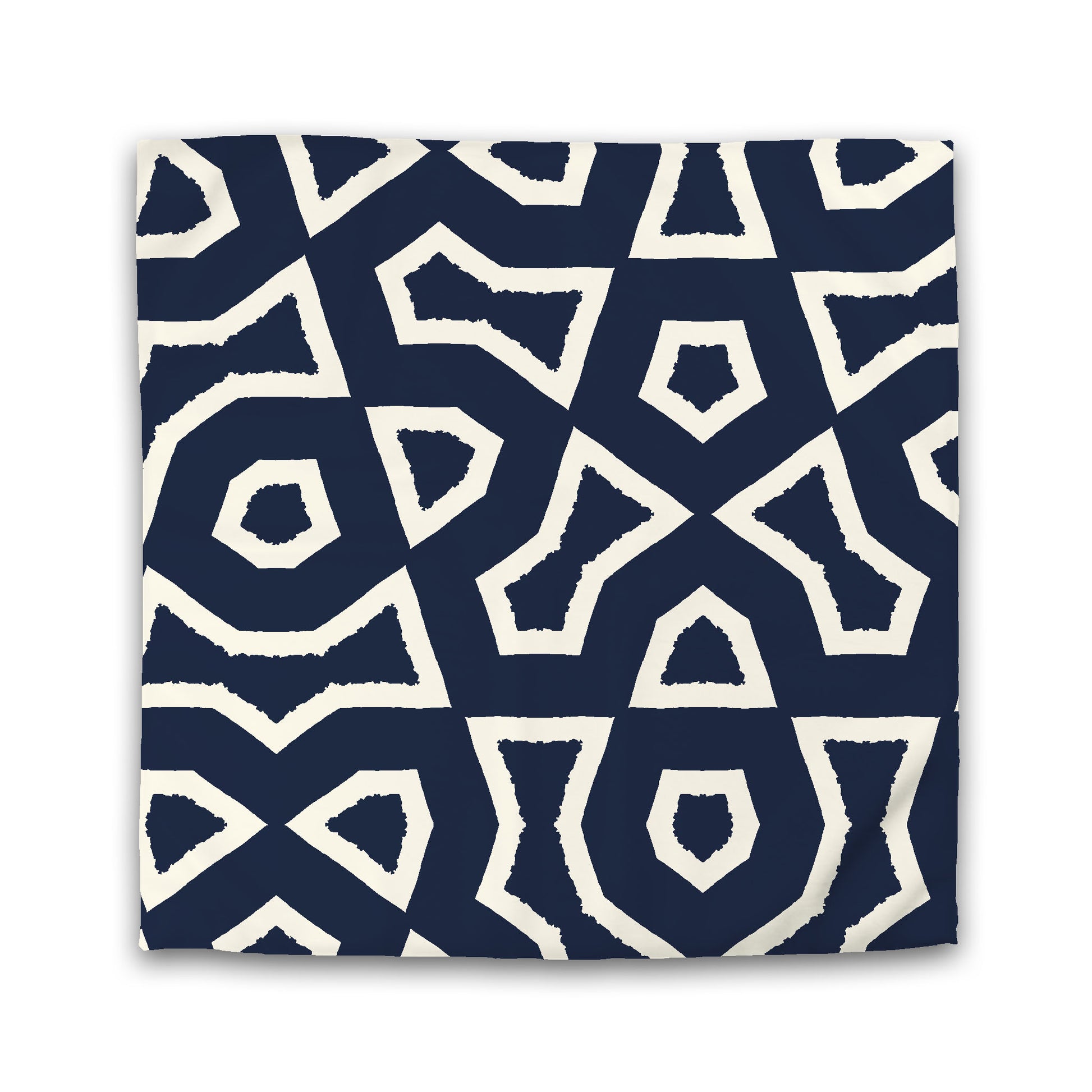 Navy Blue Microfiber Duvet Cover, Bold Pale Cream Graphic, Queen (width x length) 88 x 88 inches / 224 x 224 cm