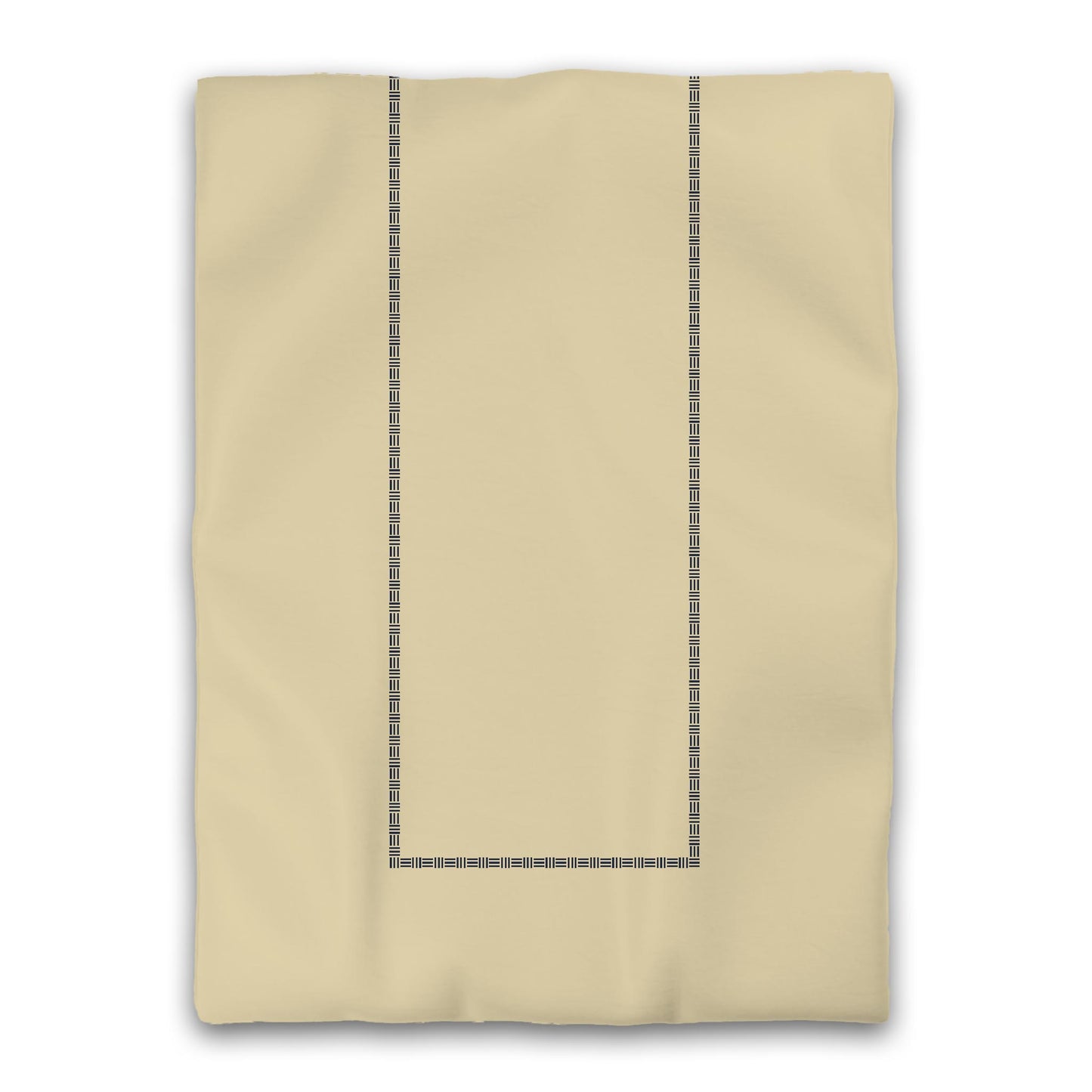 Desert Sand Microfibre Duvet Cover, Navy Blue Single Weave Motif Print, Classic Border, Twin XL (width x length) 68 x 92 inches /  173 x 234 cm