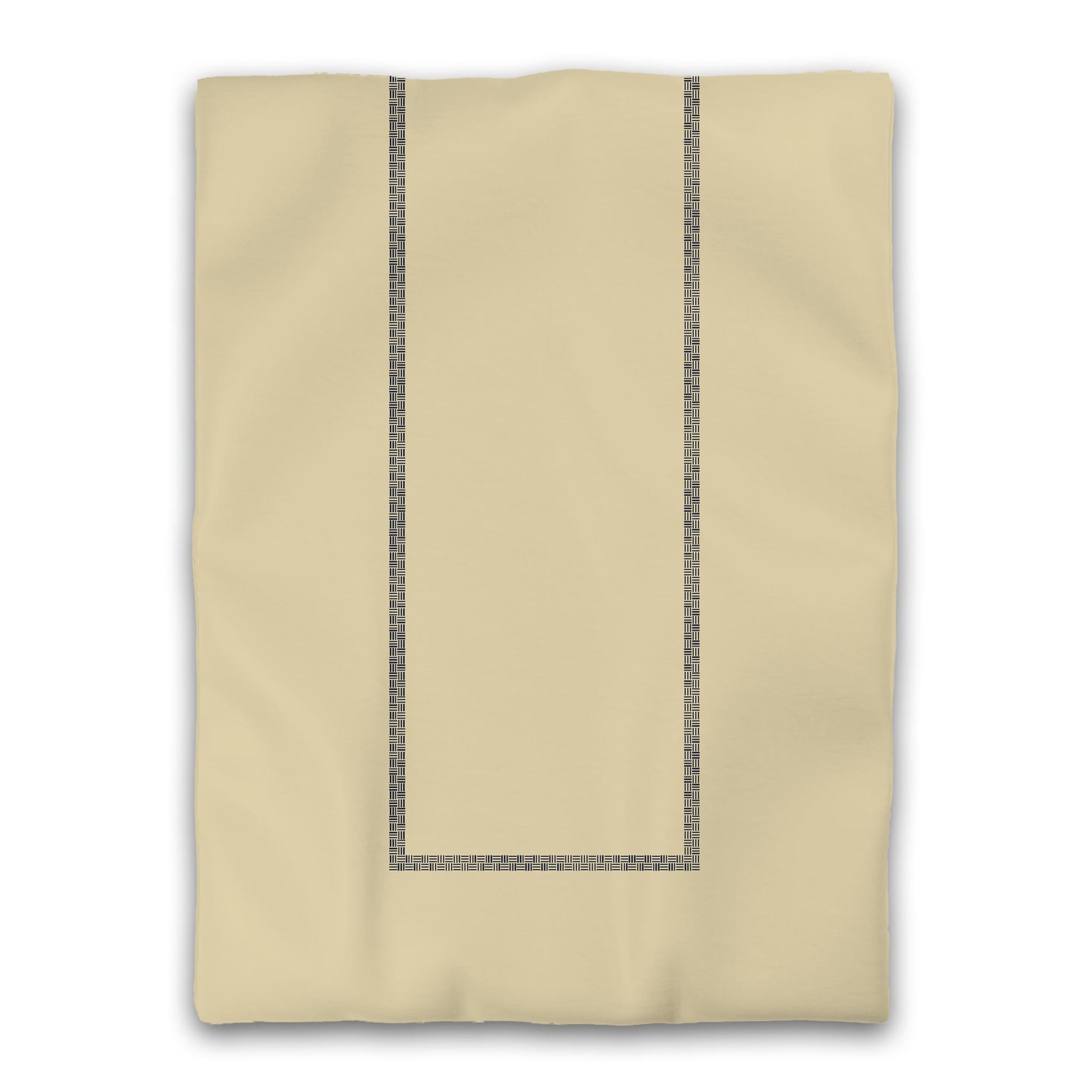 Desert Sand Microfibre Duvet Cover, Navy Blue Double Weave Motif Print, Classic Border, Twin XL (width x length) 68 x 92 inches /  173 x 234 cm
