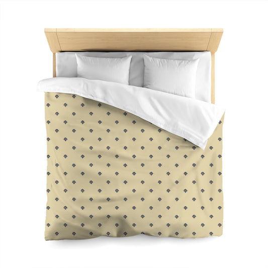 Desert Sand Microfibre Duvet Cover, Navy Blue Hand-painted Swizzle Motif Print, Queen (width x length) 88 x 88 inches / 224 x 224 cm