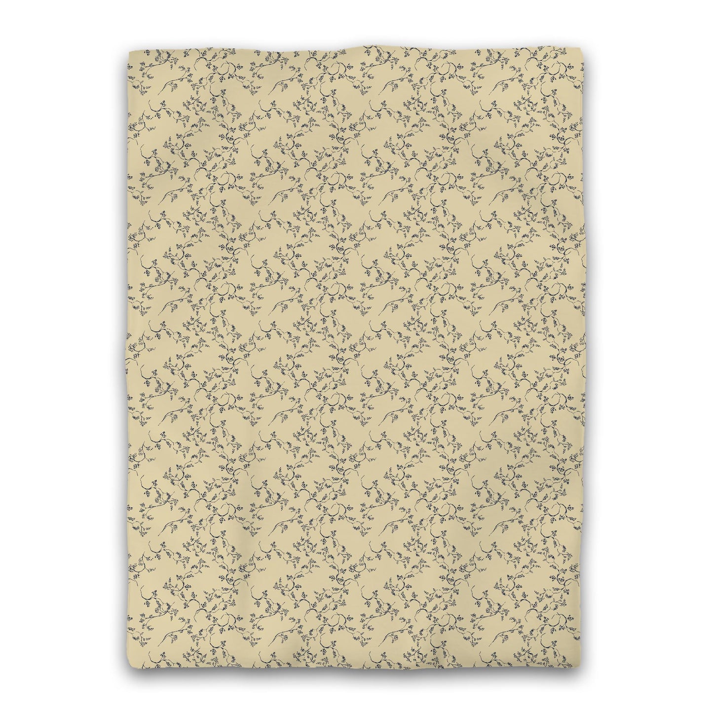 Desert Sand Microfibre Duvet Cover, Navy Blue Hand-painted Vine Print, Twin XL (width x length) 68 x 92 inches /  173 x 234 cm